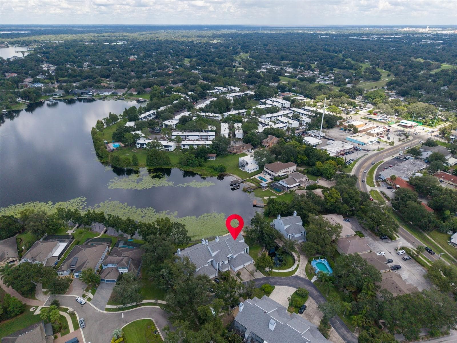 Aerial View of property and Boot Lake - 9723 TIFFANY OAKS LN #3B, TAMPA