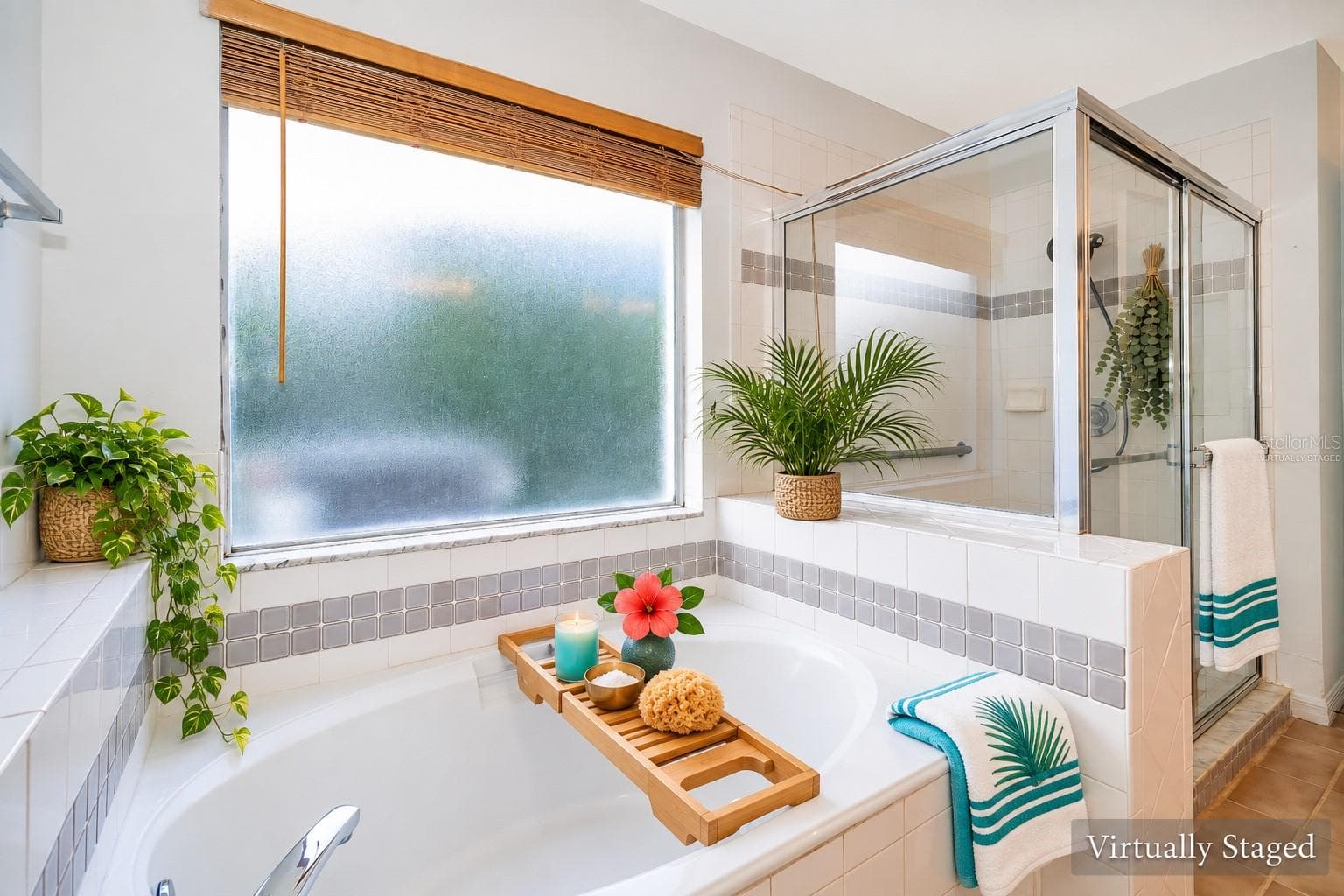 Virtually Staged Primary Bathroom - 696 REMINGTON OAK DR, LAKE MARY