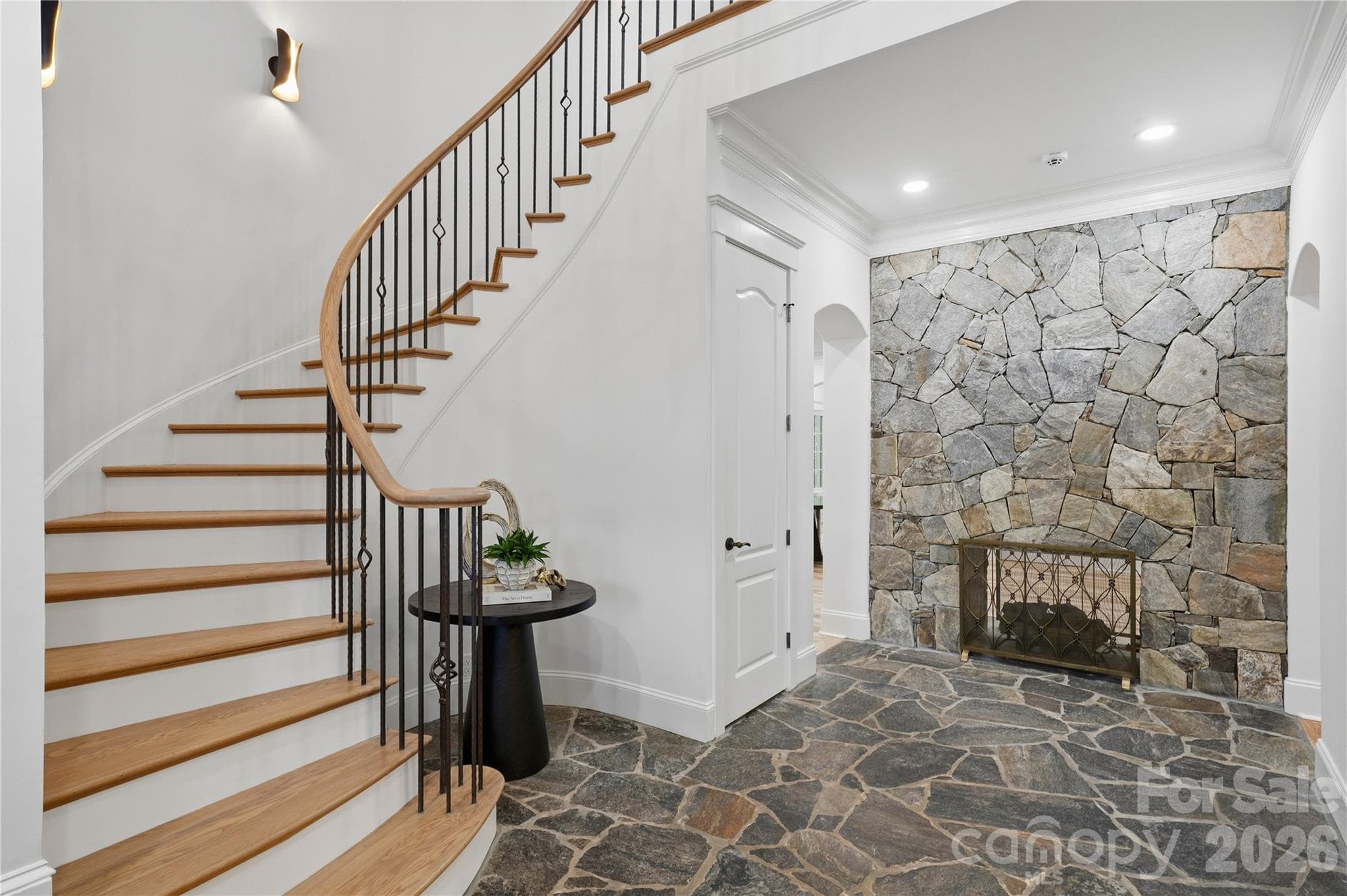 Foyer / Stone Fireplace - 6239 Sharon Hills Road, Charlotte