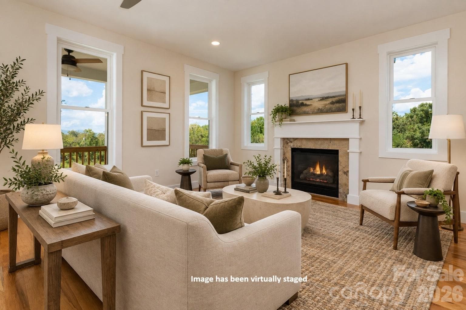 Living Room - Virtually Staged - 35 Loblolly Lane, Asheville
