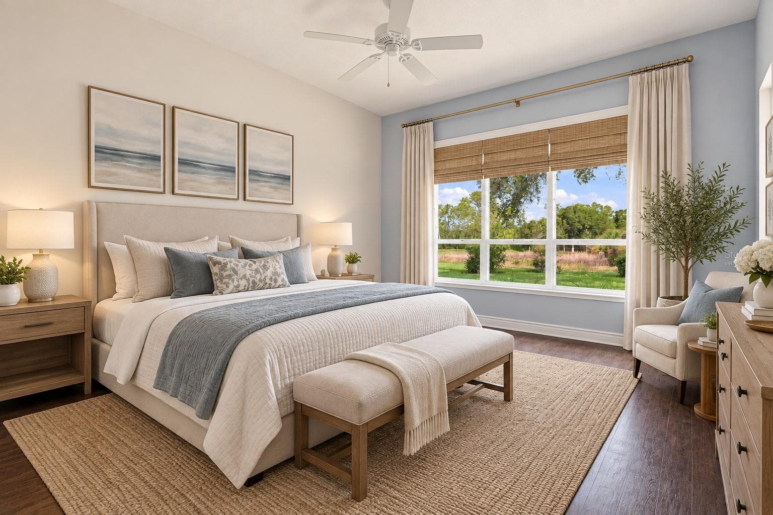 Virtually staged master bedroom - 10209 SILVERADO CIR, LAKEWOOD RANCH