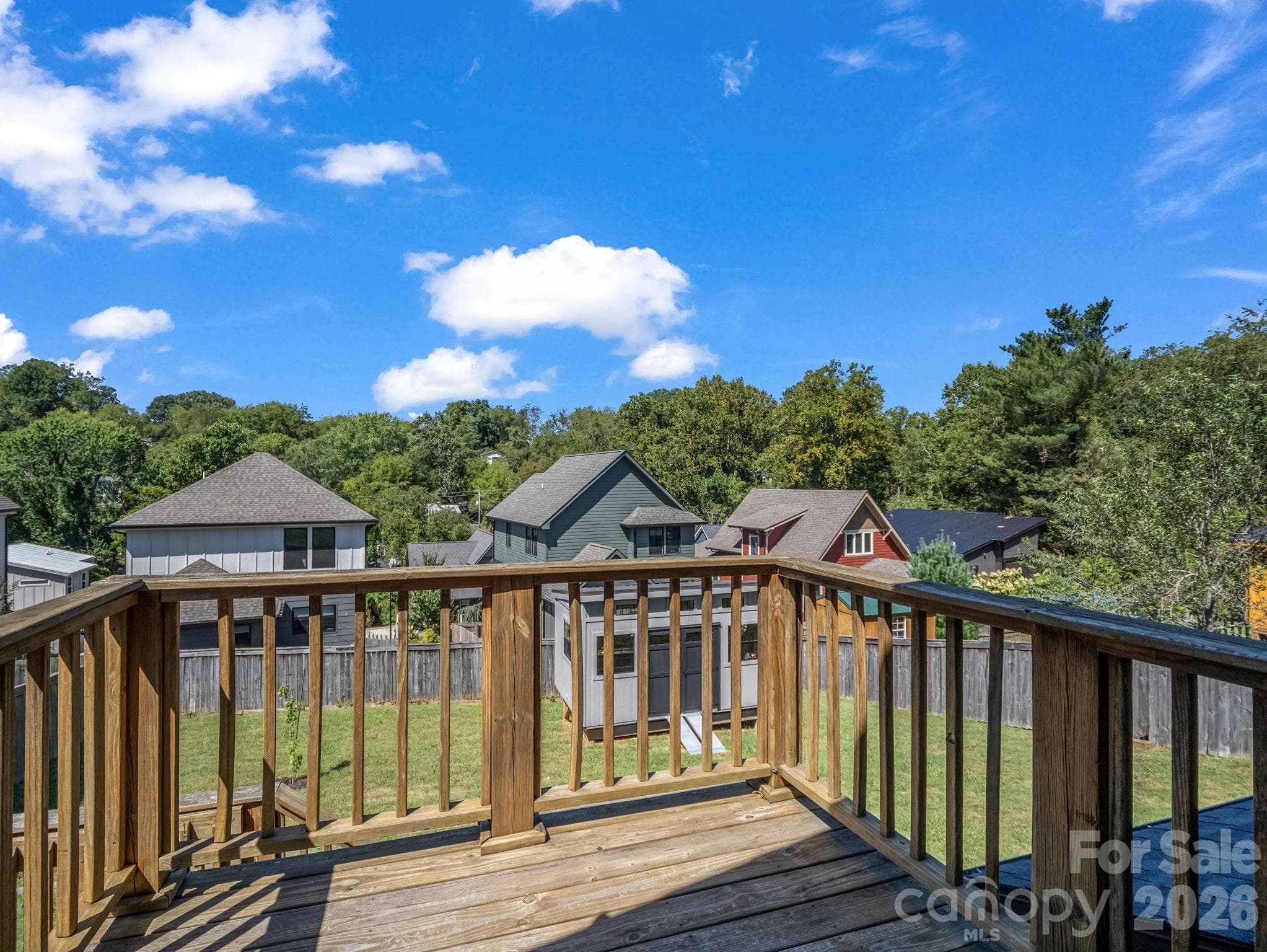 exterior deck from main level, overlooking backyard - 10 Dale Street, Asheville