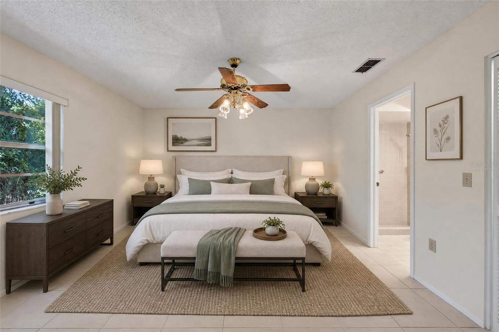 Virtually Staged Primary Bedroom- 9545 Danville Court, #42, New Port Richey, FL 34655Wedgewood Village Condos in Heritage Lake - 9545 DANVILLE CT #42, NEW PORT RICHEY