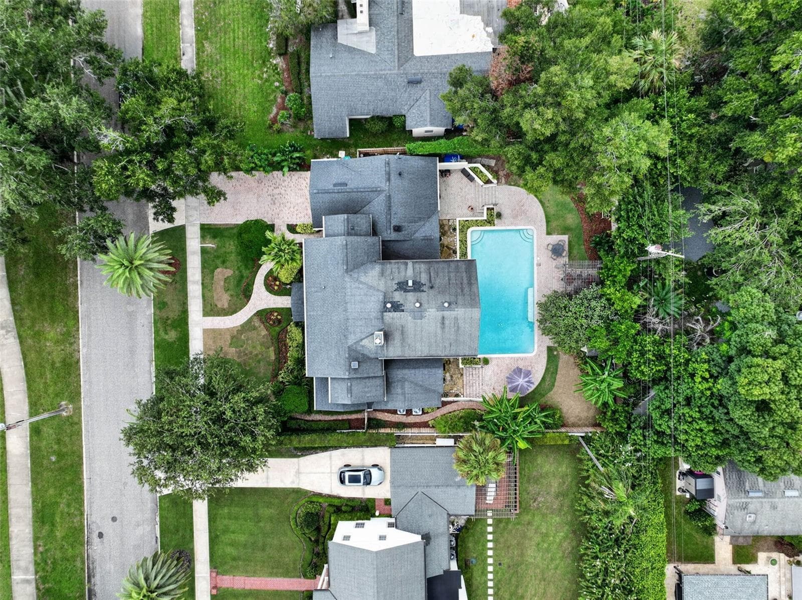 Aerial View – Property, Pool & Mature Landscaping - 1221 DORCHESTER ST, ORLANDO
