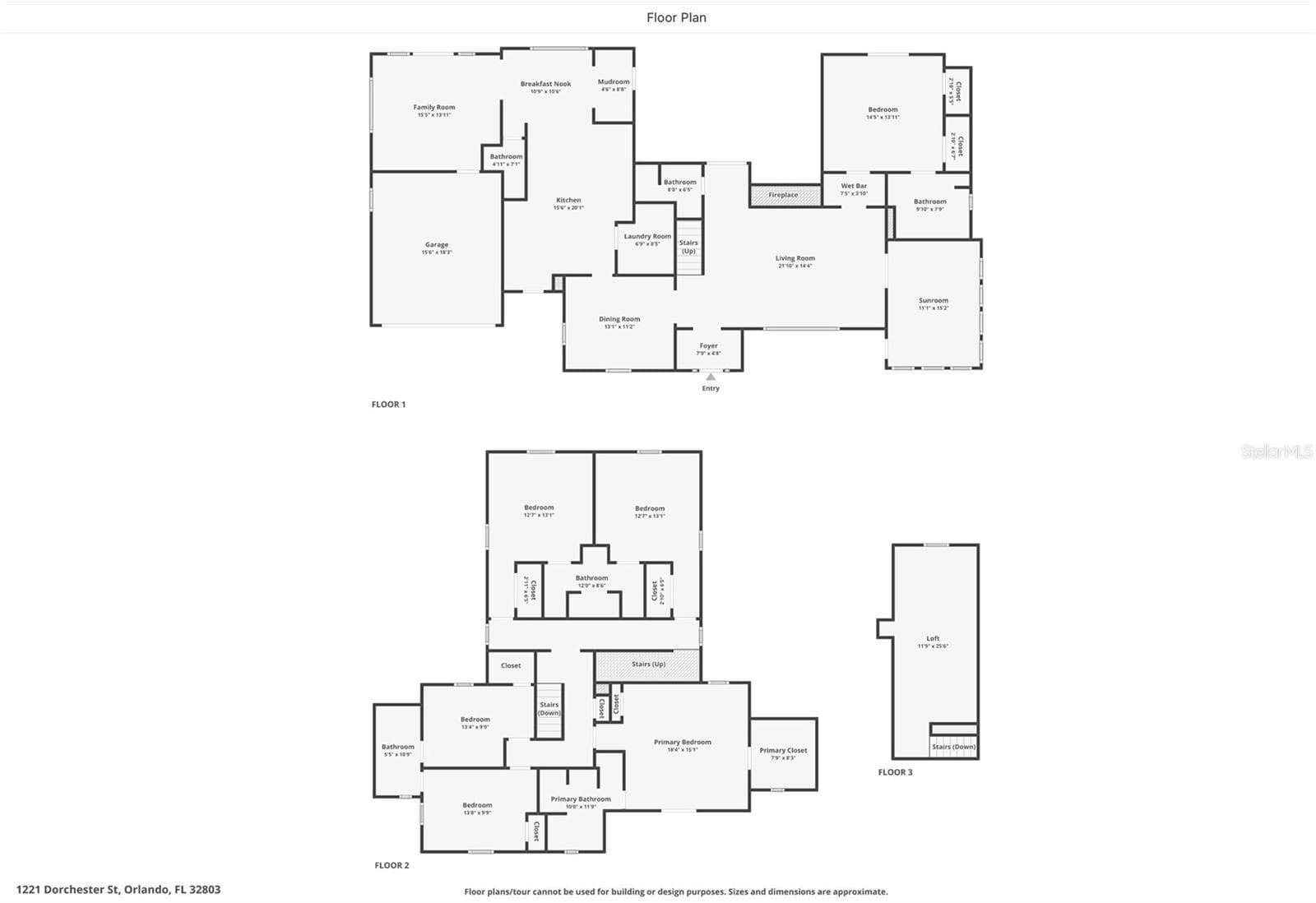 Floor Plan – Approximately 3,781 SF of Living Space - 1221 DORCHESTER ST, ORLANDO