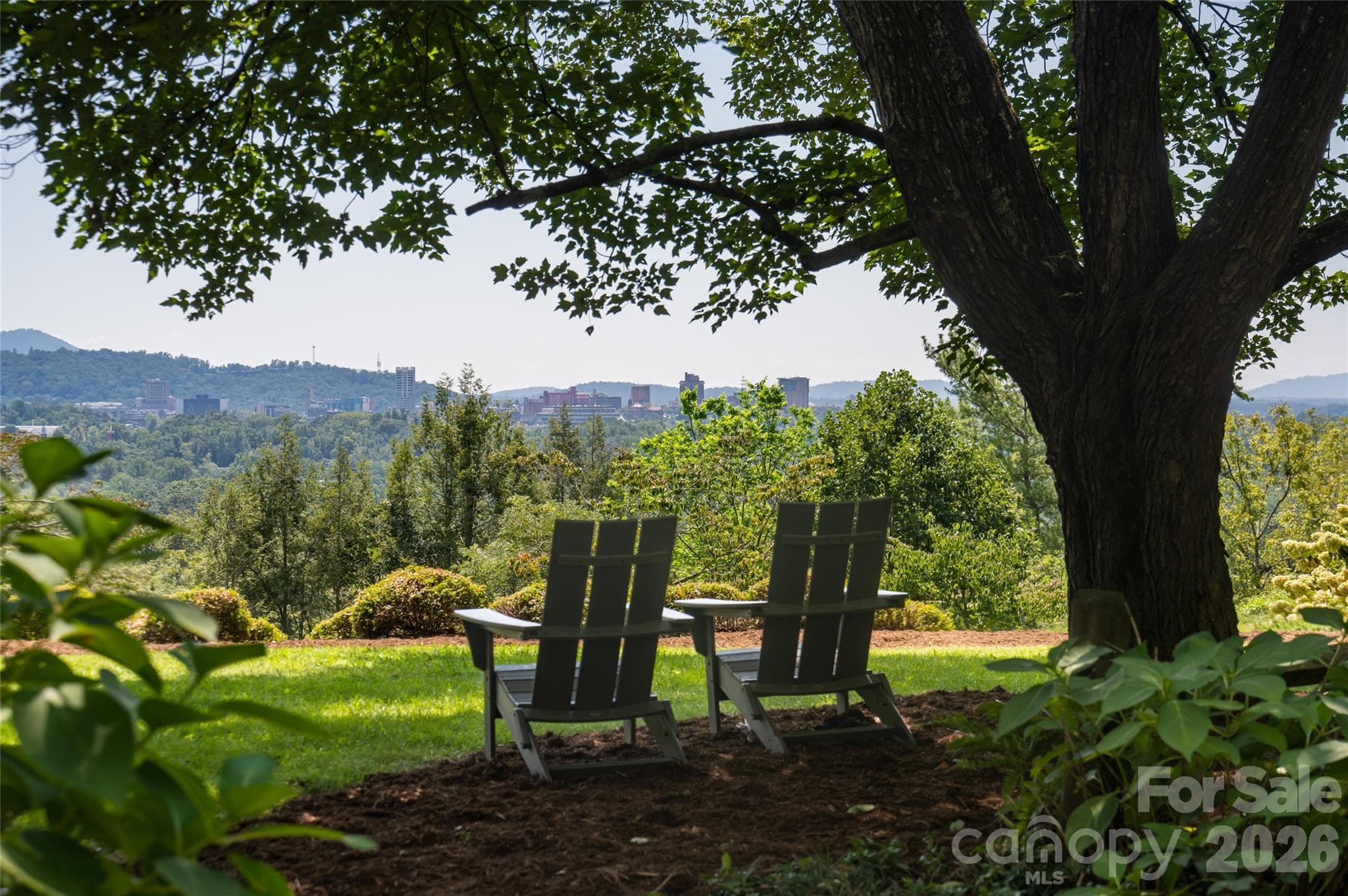 unobstructed views of downtown Asheville from the home and stunning yard - 35 Elias Place, Asheville
