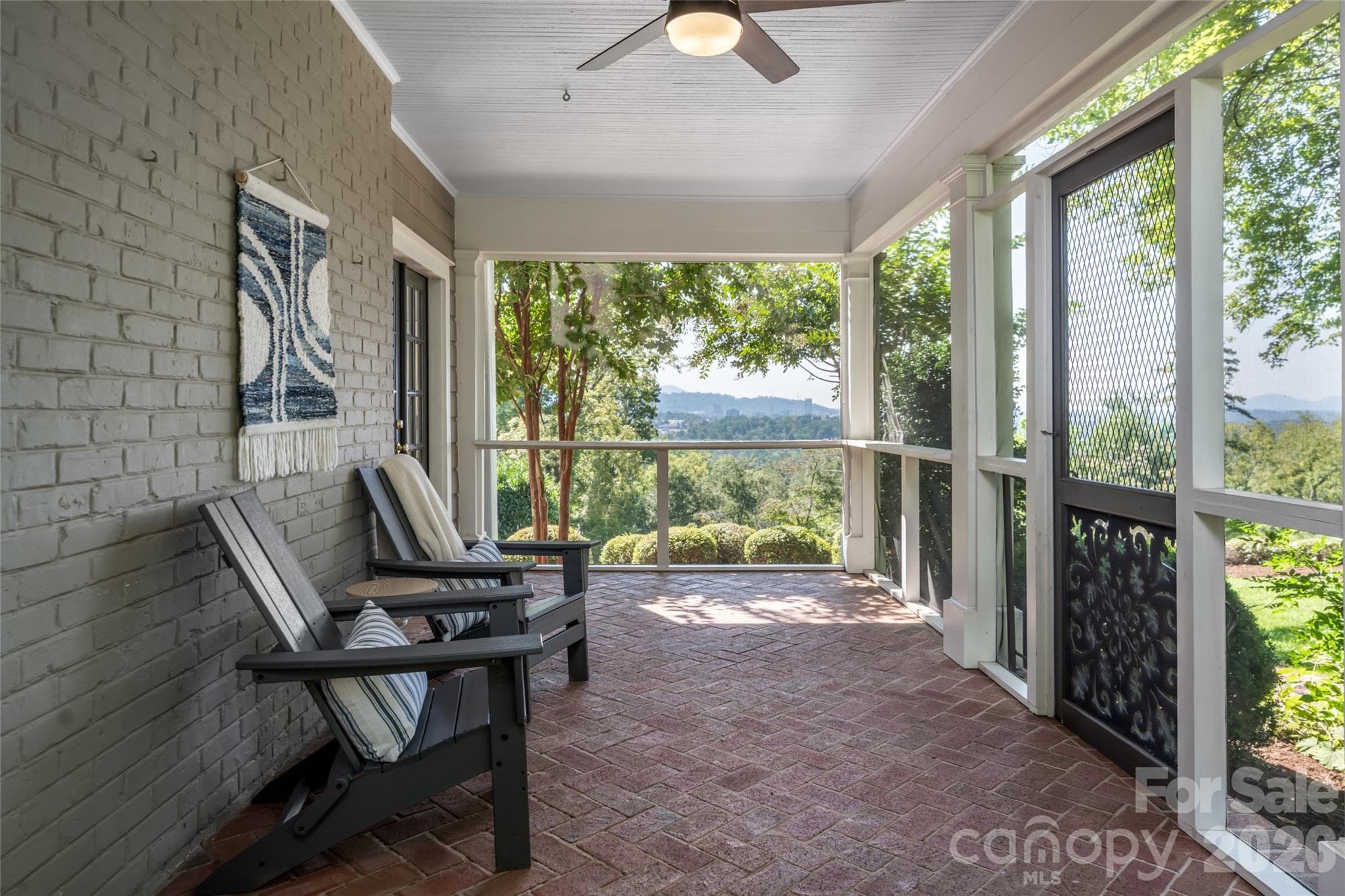 The screened porch has views of the mountains and downtown Asheville - 35 Elias Place, Asheville