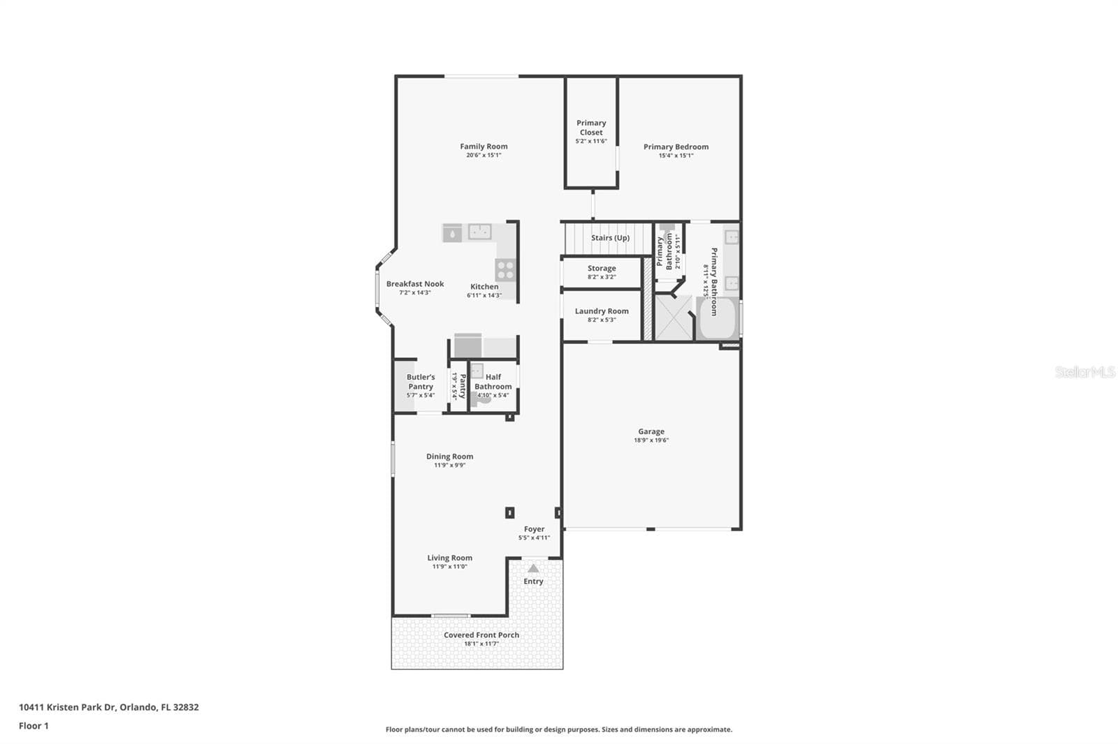 Floor Plan - 1st Floor. - 10411 KRISTEN PARK DR, ORLANDO