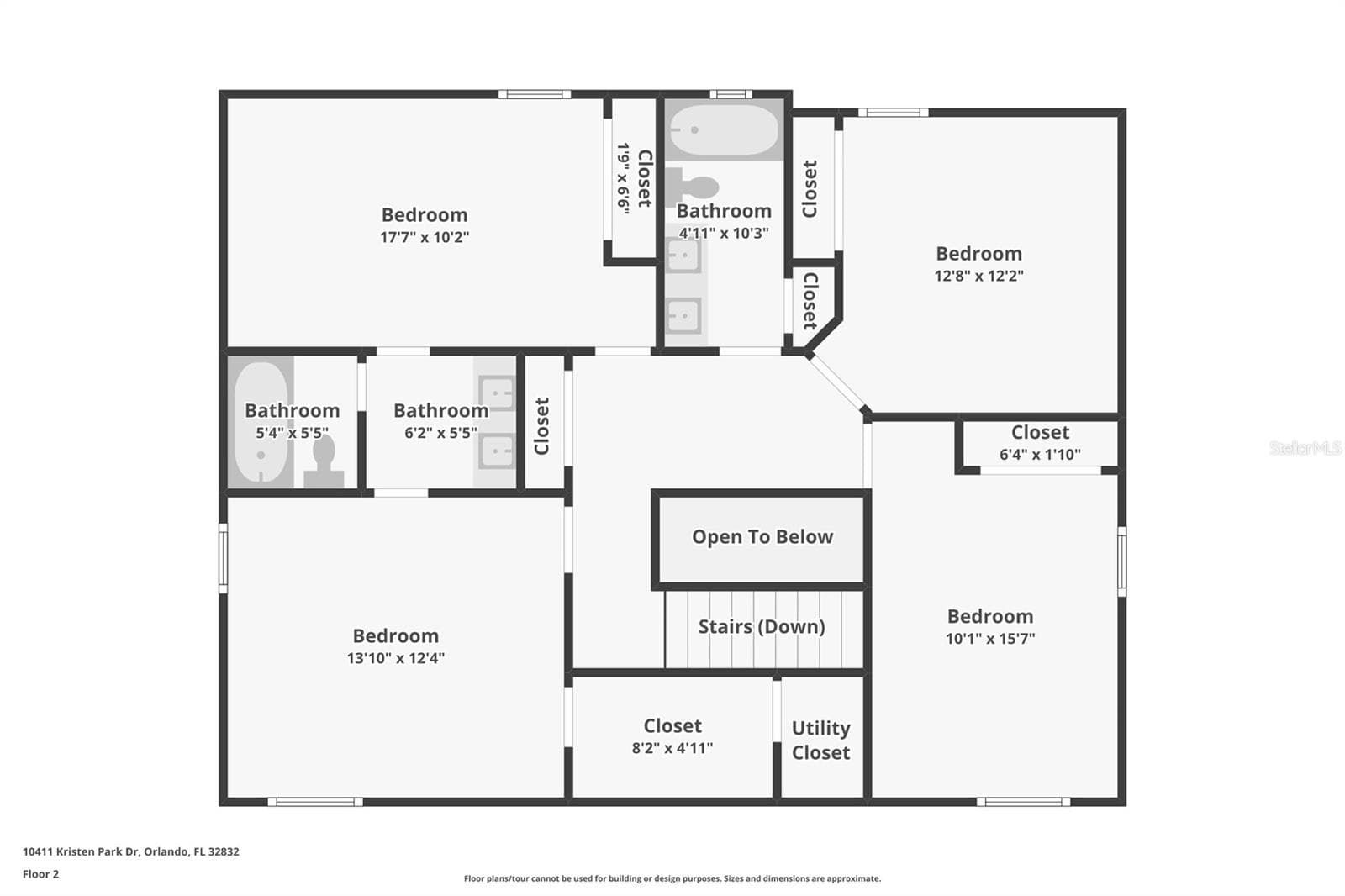 Floor Plan - Second Floor. - 10411 KRISTEN PARK DR, ORLANDO