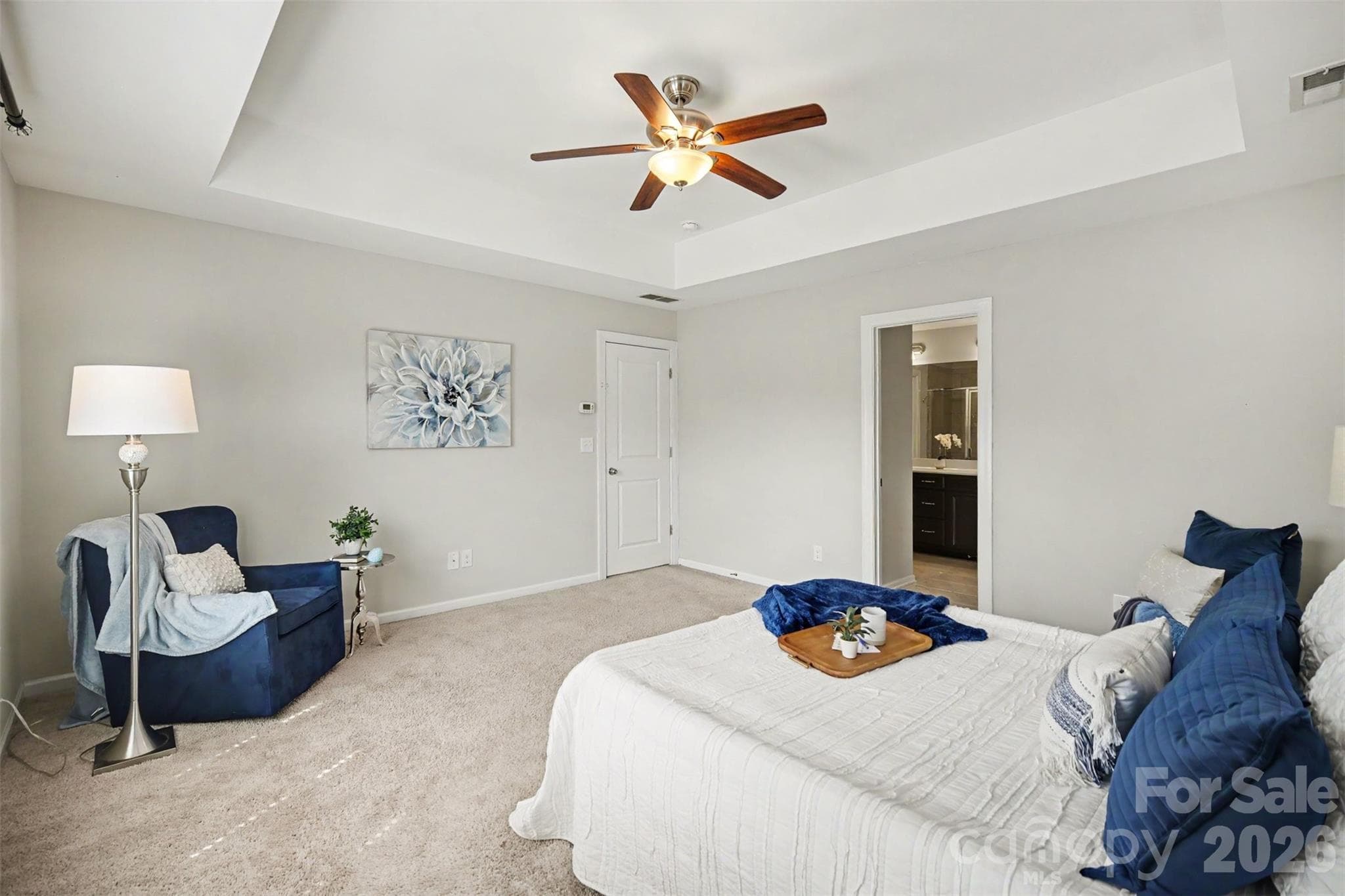 Primary suite with tray ceiling and lots of natural light - 824 Ayrshire Avenue, Fort Mill