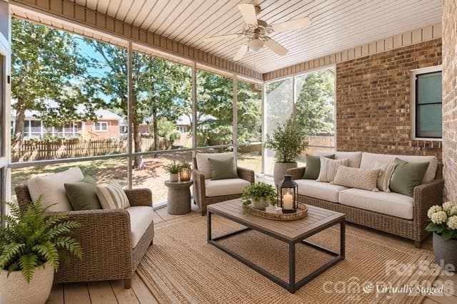 Virtual staging of screen porch - 1137 Millwright Lane, Matthews