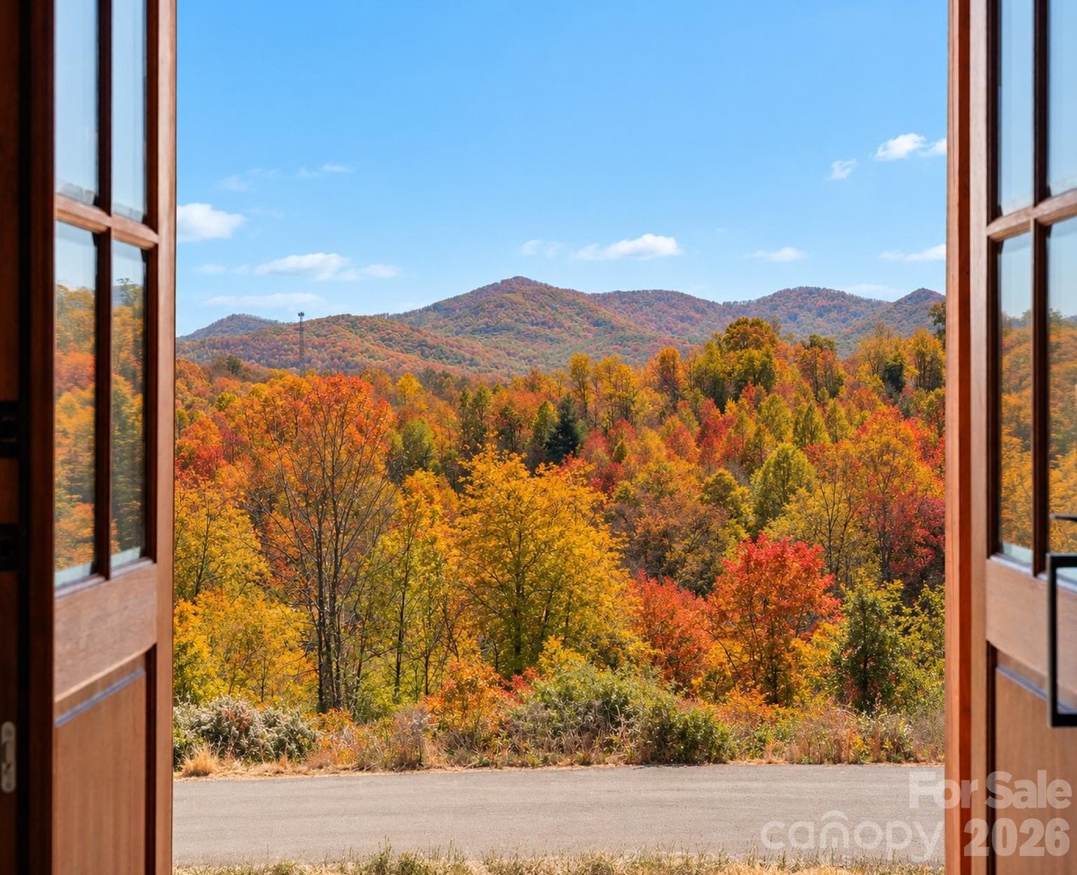 Glimpse of fall through the French doors! - 111 Pisgah Gap Drive, Candler