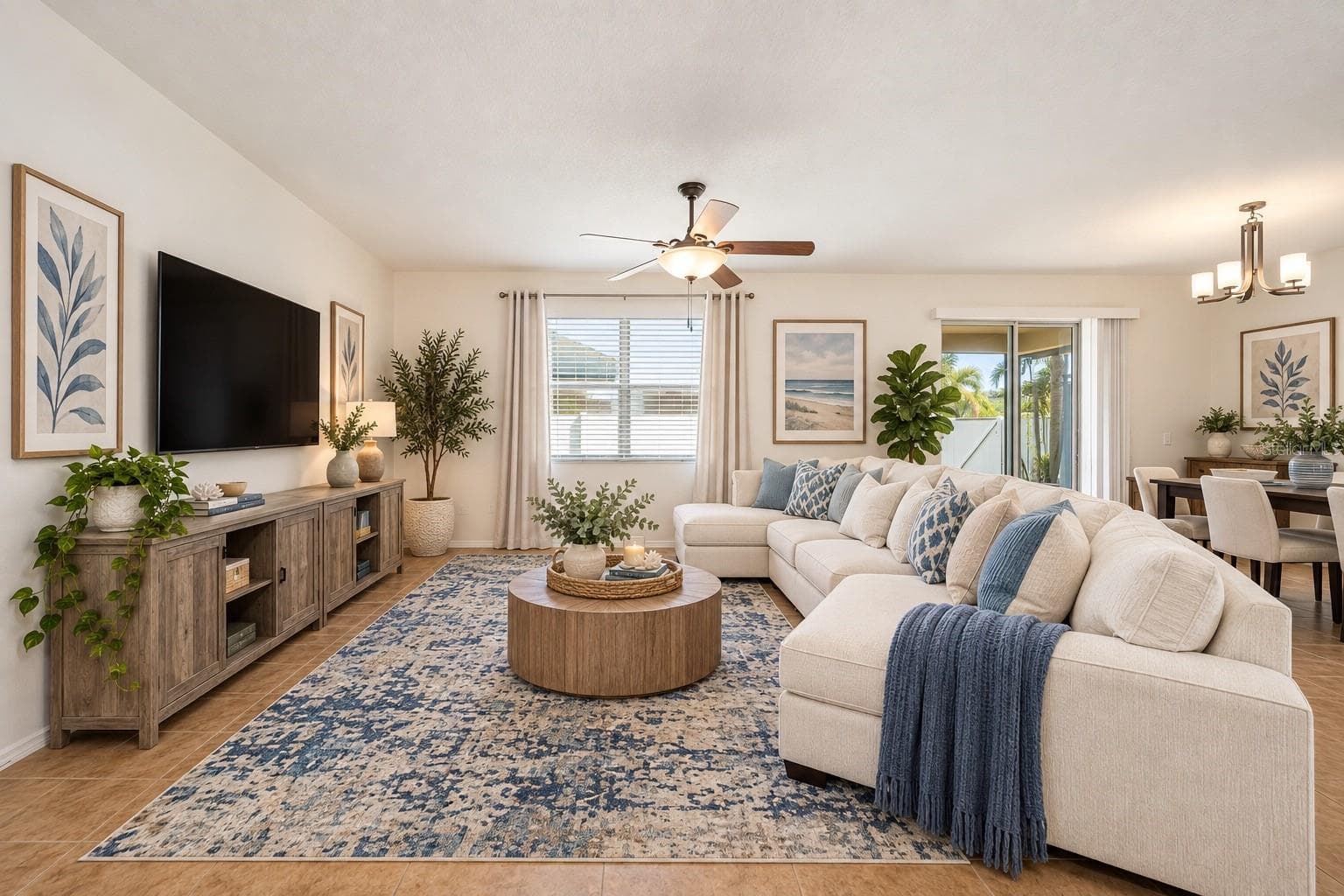 Living Room Virtual Stage - 115 64TH AVE E, BRADENTON