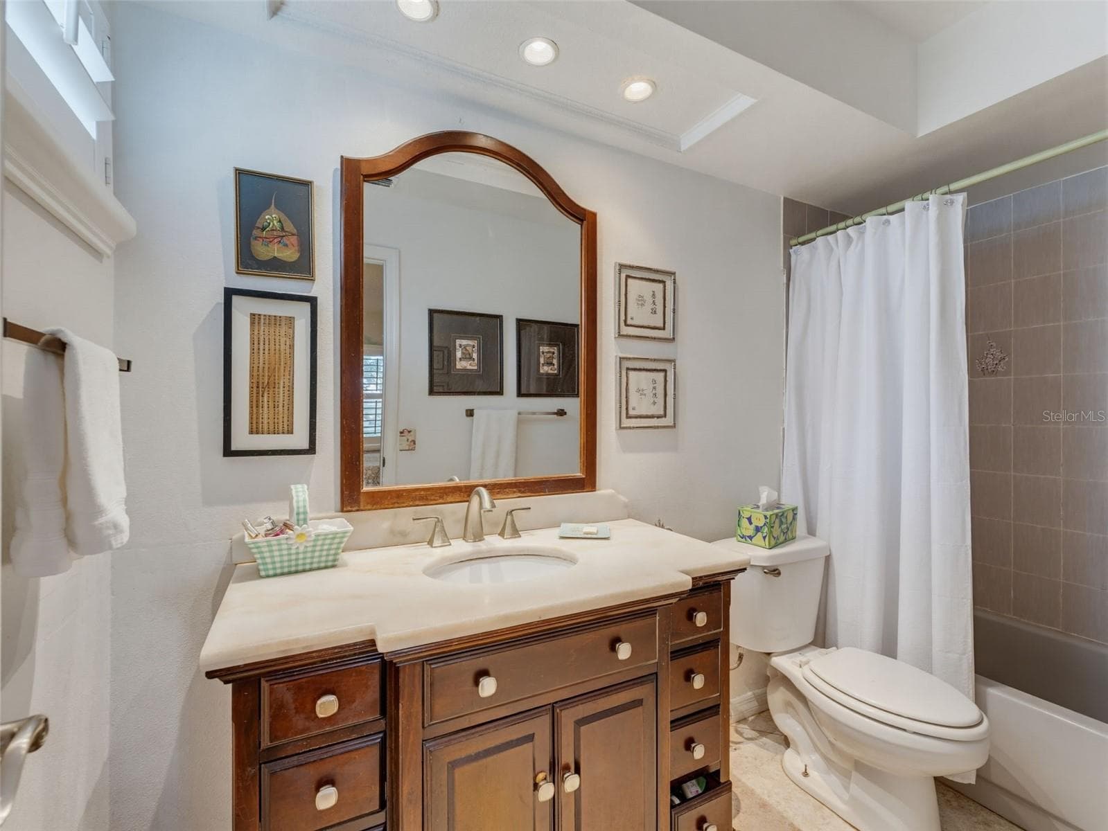 PRIMARY BATH EN SUITE WITH WALK IN SHOWER AND GORGEOUS VANITY - 11113 NORVELL RD, SPRING HILL