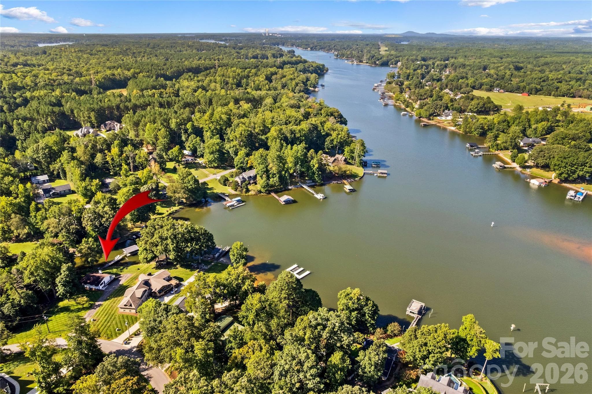 Aerial view showing lake location - 150 Shady Cove Drive, Troutman
