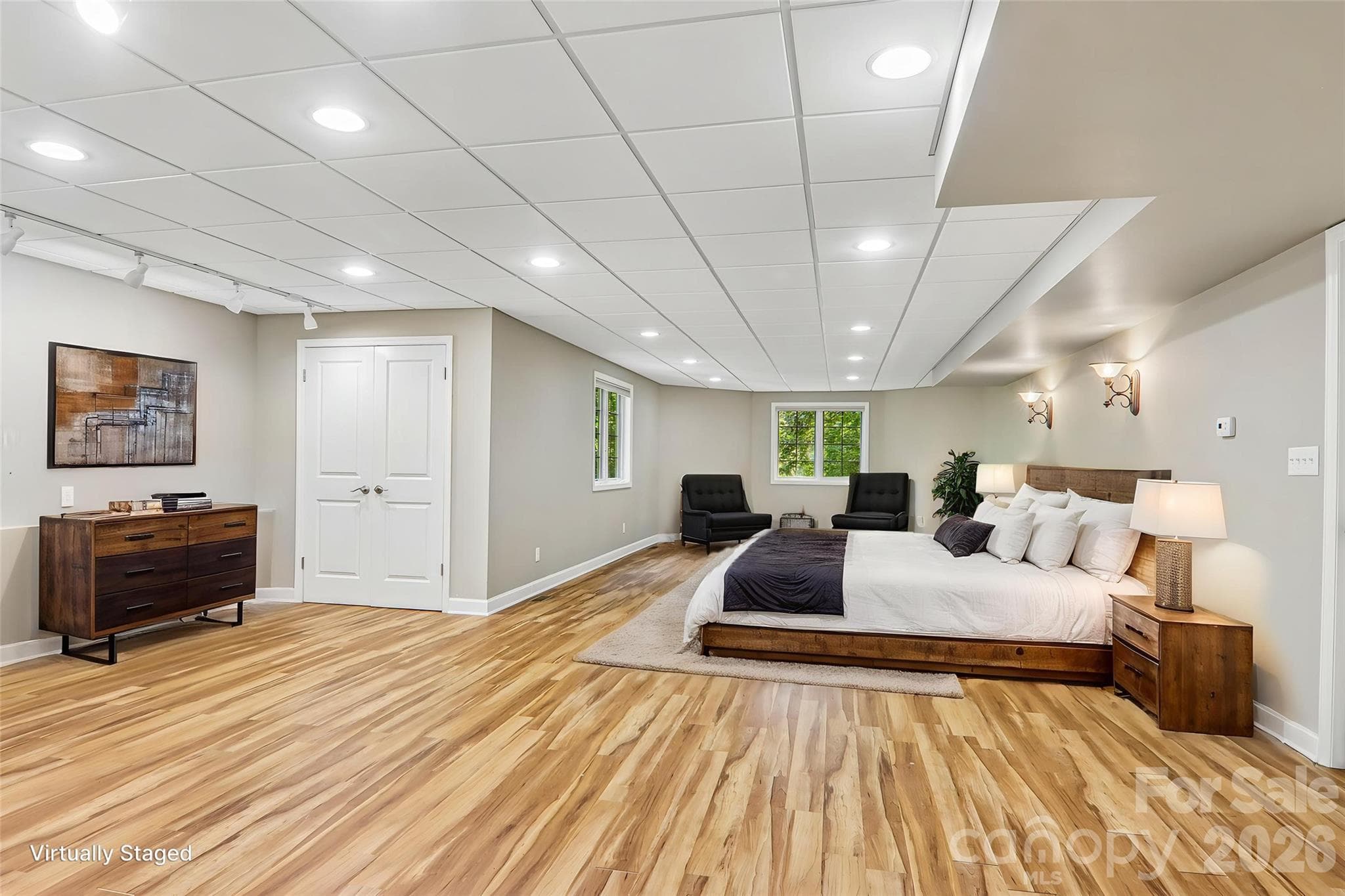 Virtually staged basement bedroom - 361 Mills River Way, Horse Shoe