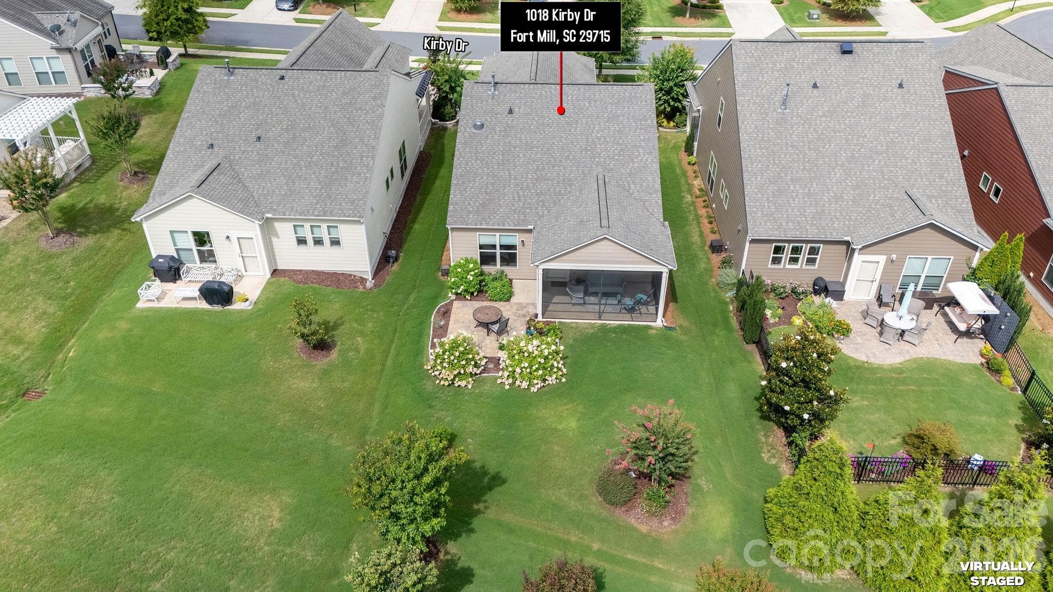 Aerial view of back yard - 1018 Kirby Drive, Fort Mill