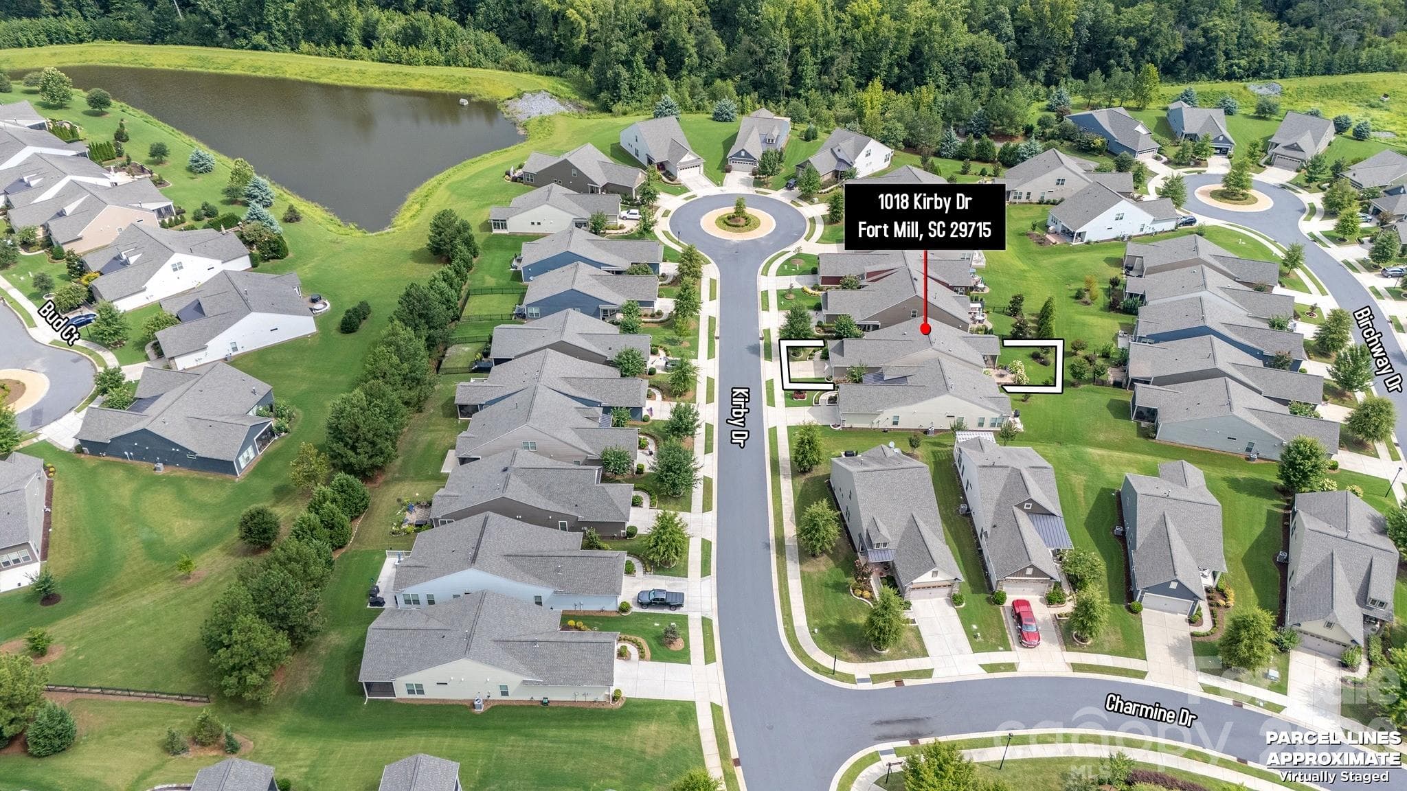Aerial view of cul-de-sac - 1018 Kirby Drive, Fort Mill