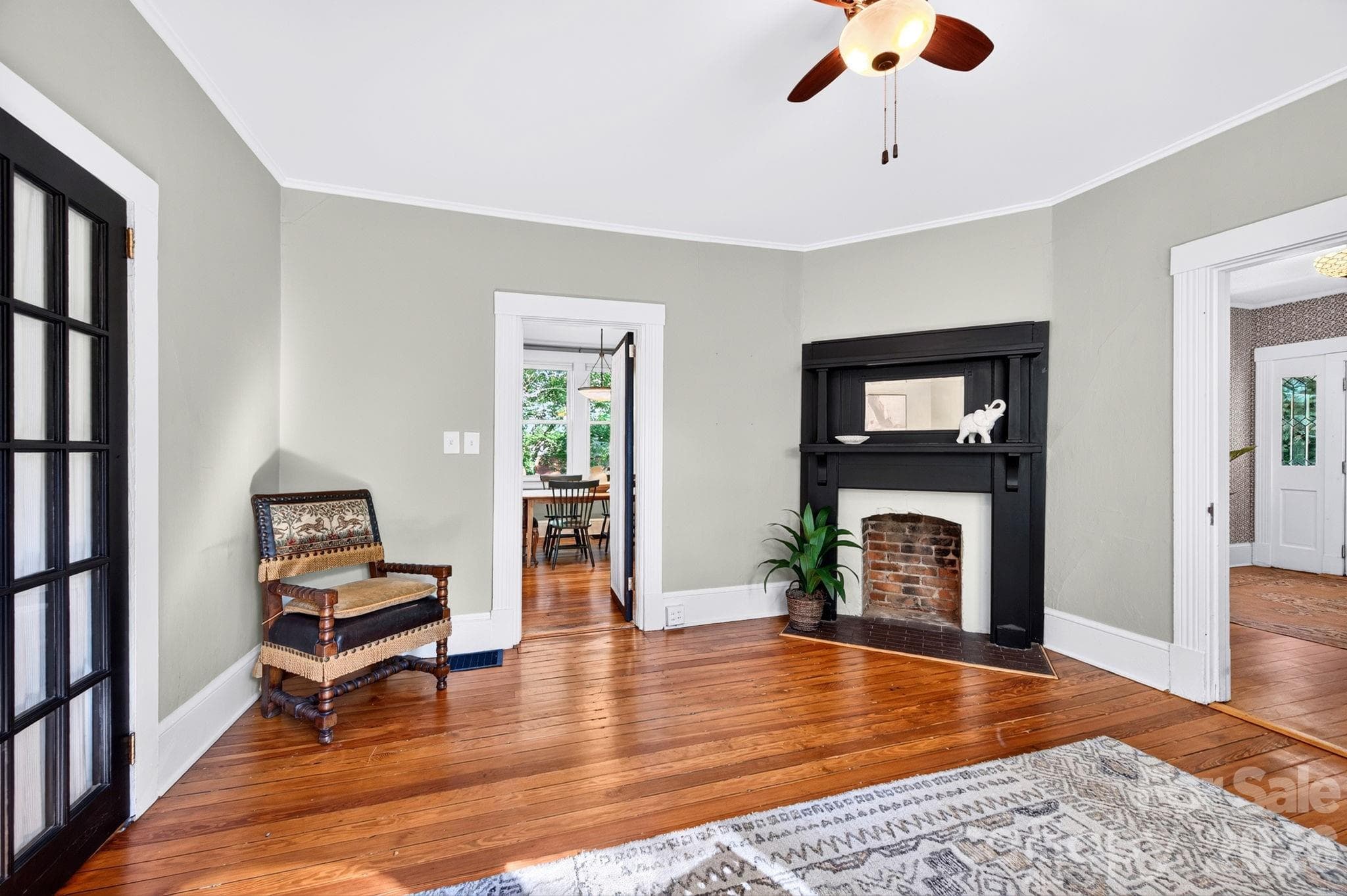 Living Room with Fireplace - 16 West Street, Asheville