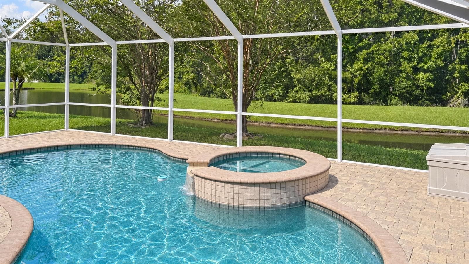 Private pool area with water and conservation views - 27015 FIREBUSH DR, WESLEY CHAPEL