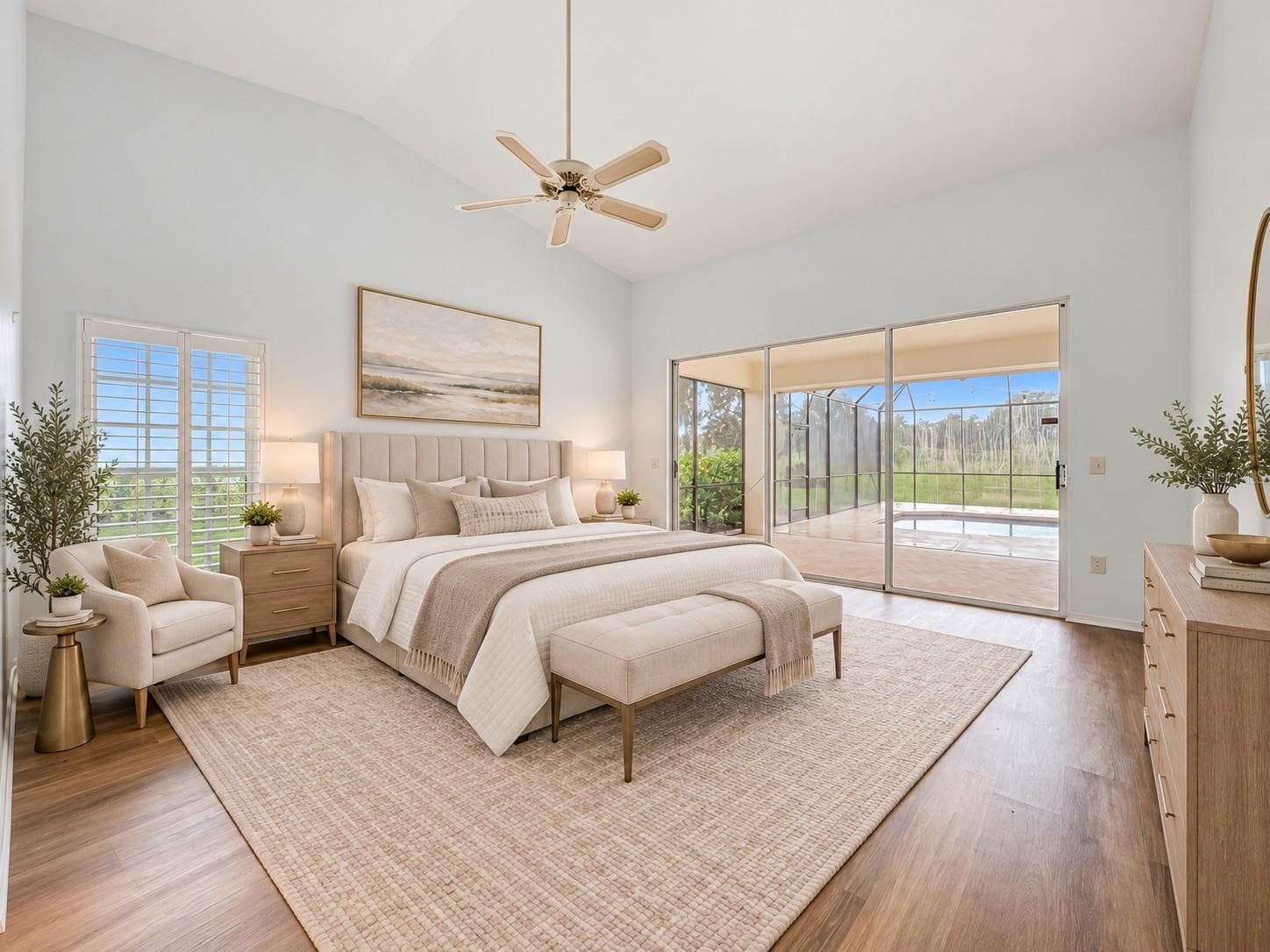 Primary Bedroom with large sliding glass doors . - 4415 HIGHLAND OAKS CIR, SARASOTA