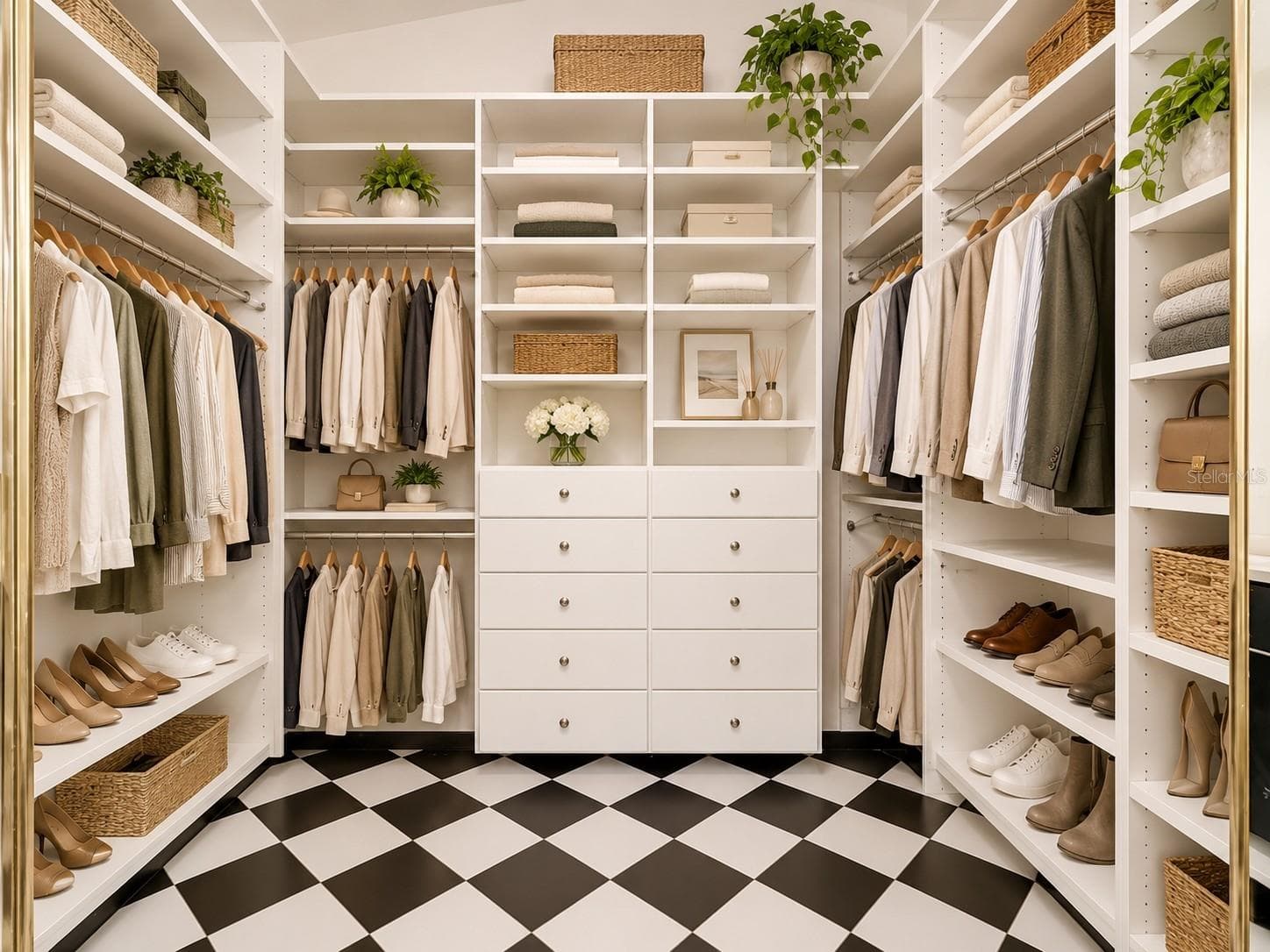 Primary closet filled with custom cabinets. - 4415 HIGHLAND OAKS CIR, SARASOTA