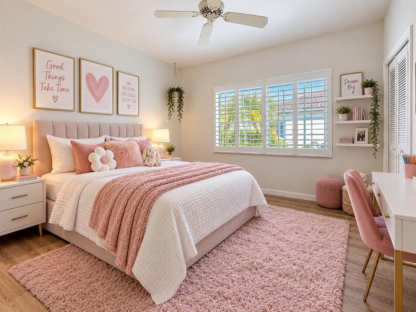 Plantation window treatments, ceiling fan for warm days. - 4415 HIGHLAND OAKS CIR, SARASOTA