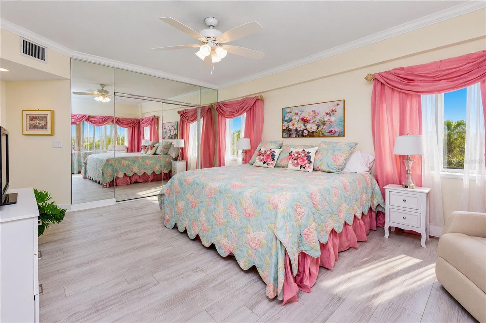 MIRRORED WALL IS A LARGE CLOSET, ONE OF TWO! - 1601 PARK BEACH CIR #136/18, PUNTA GORDA