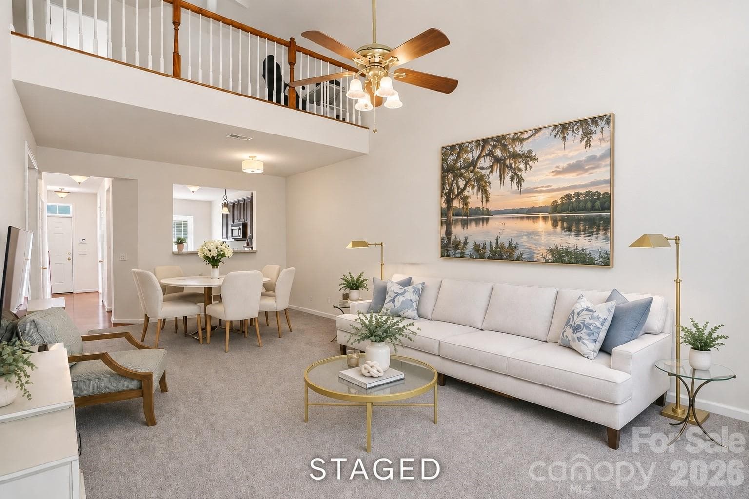 2-story Great Room & staged Dining Room area - 225 Horizon Circle, Rock Hill