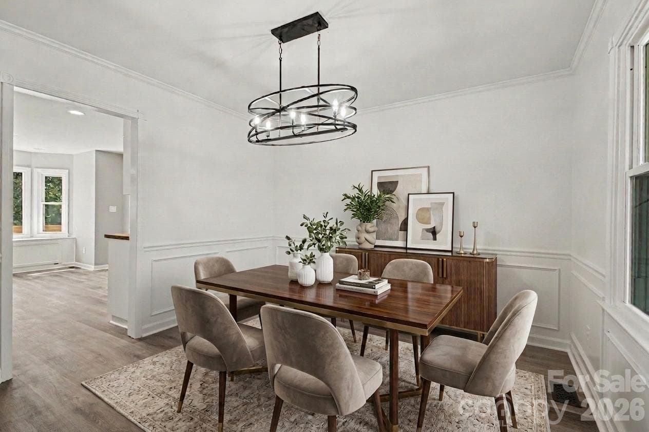 virtually staged dining room - 8379 Harvell Road, Stanfield