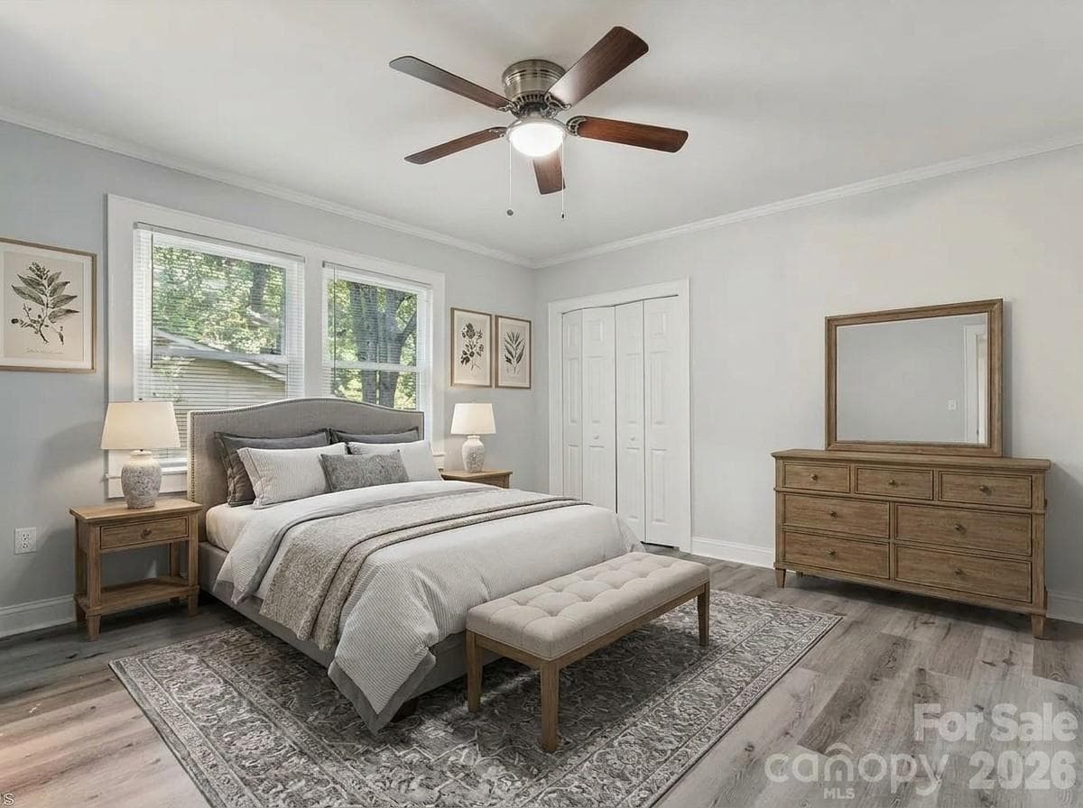 Primary Bedroom-VIRTUALLY STAGED — Furnishings and décor are digitally rendered - 172 Eudy Drive NW, Concord