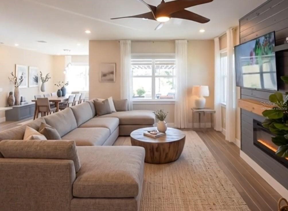 Living room virtually staged - 3536 BIG SKY WAY, BRADENTON