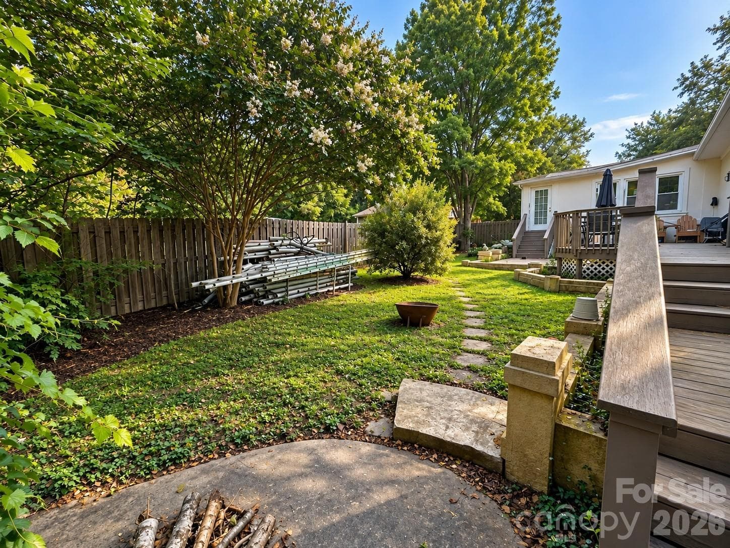 Sunlit Backyard Deck and Garden - 4711 Summit Avenue, Greensboro