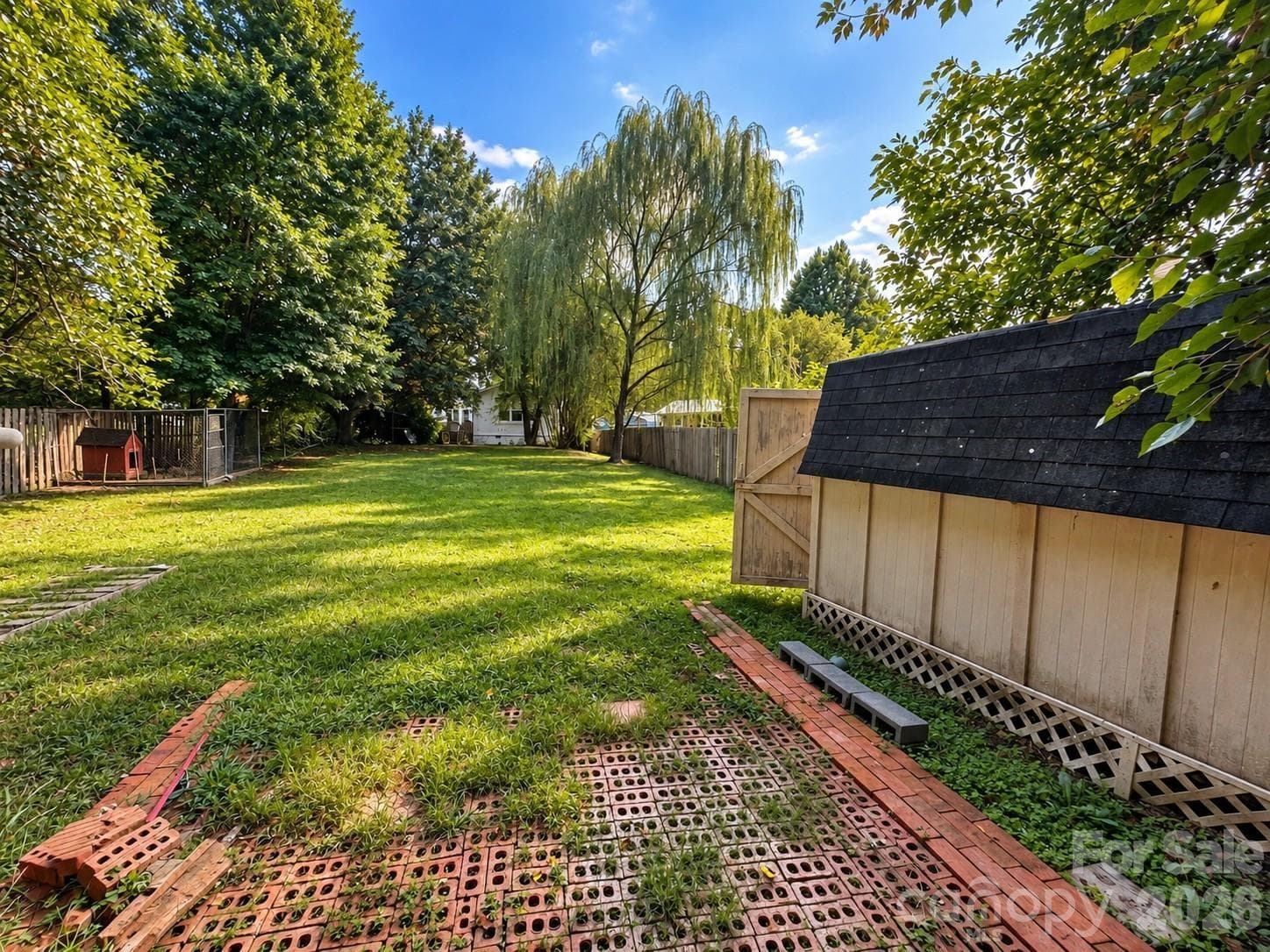 Backyard with Shed and Willow Trees - 4711 Summit Avenue, Greensboro
