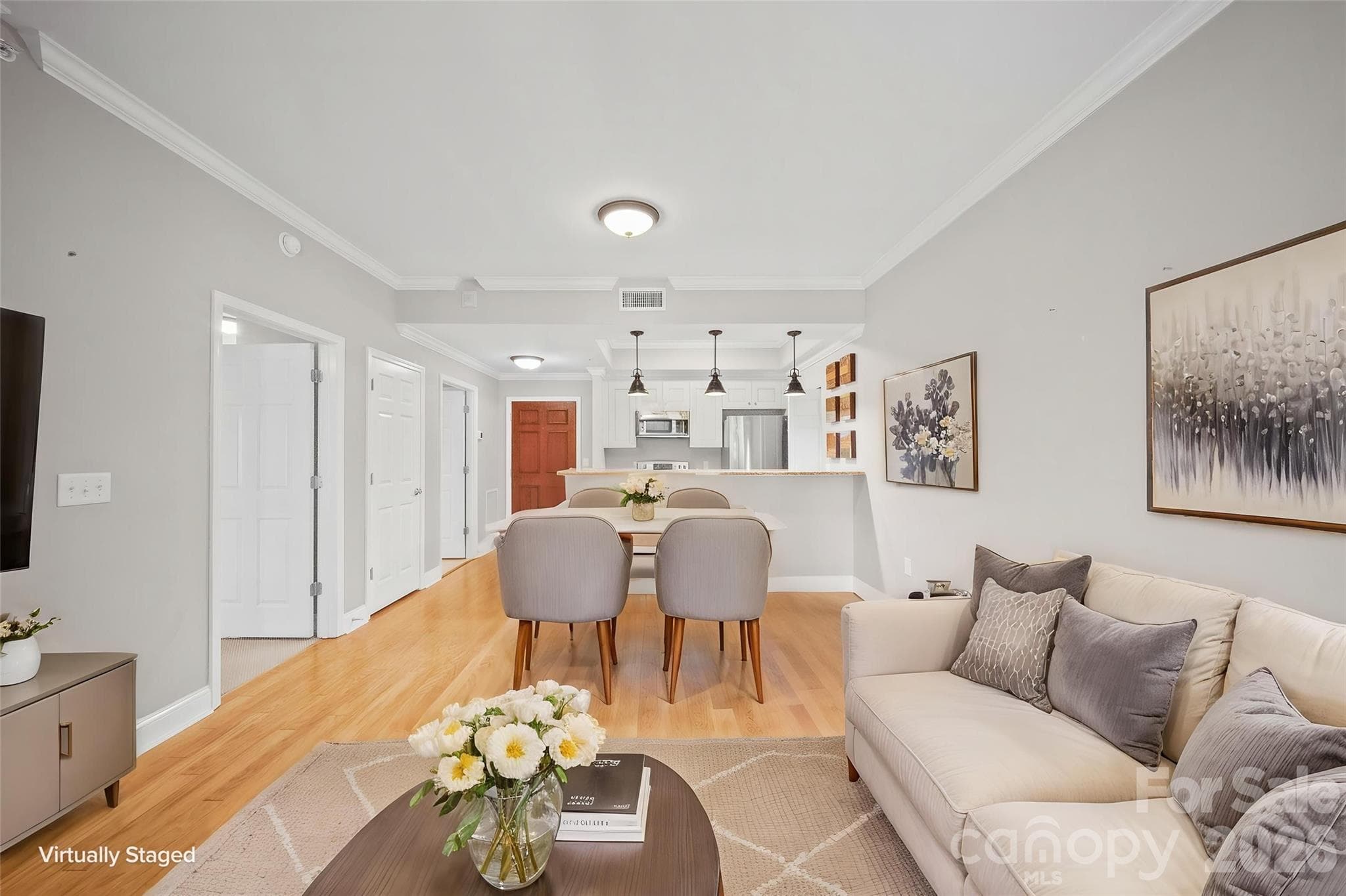 VIRTUALLY STAGED LIVING ROOM INTO KITCHEN - 300 W 5th Street, Charlotte