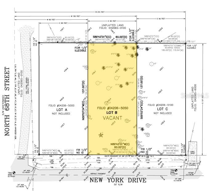 Survey of this lot, Lot B. Lot C was sold 9-11-26. - 6806 NEW YORK DR #Lot B, TAMPA