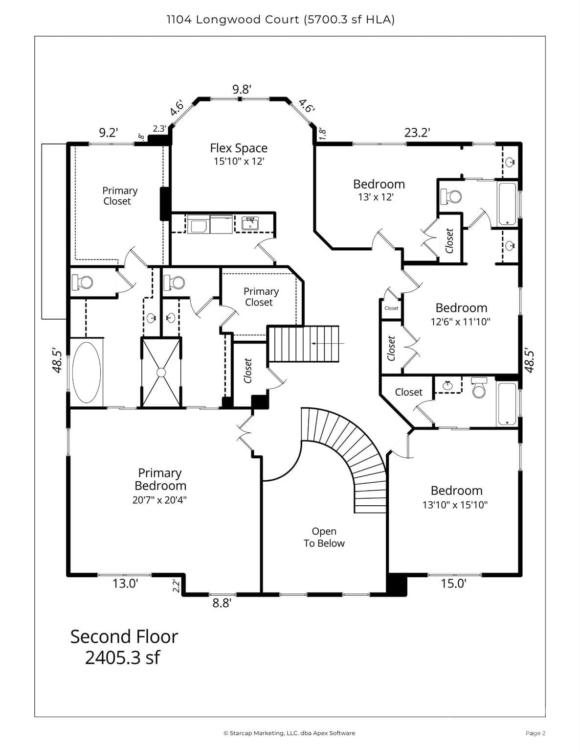 Second Floor floorplan - 1104 Longwood Court, Matthews