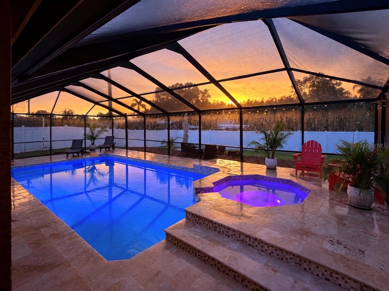 Pool lights with breathtaking sunset view - 16004 EAGLE RIVER WAY, TAMPA