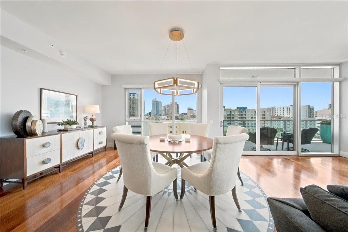 Open sightlines keep the kitchen connected to the dining and gathering areas. - 111 N 12TH ST #1704, TAMPA