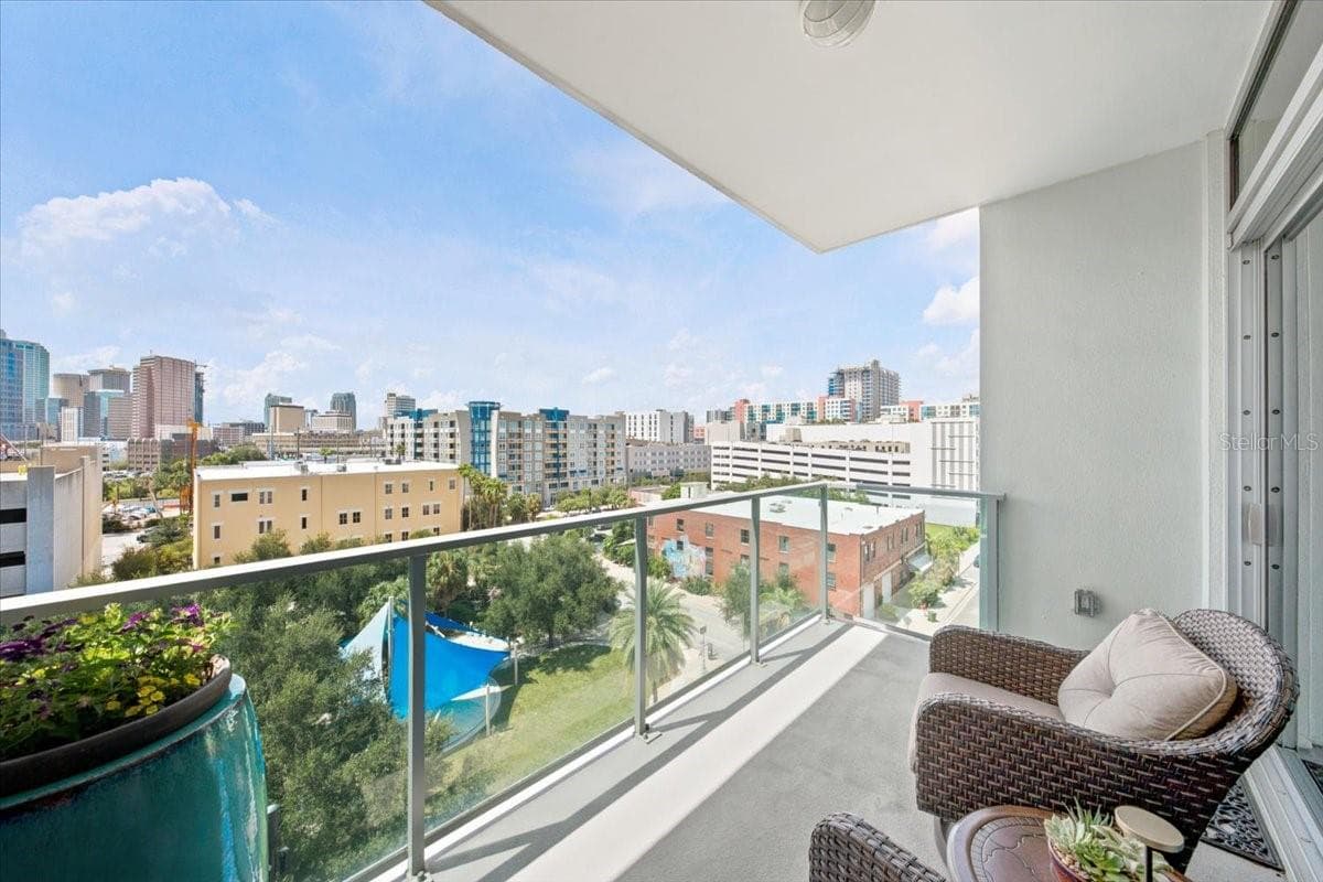 Private outdoor space offers a beautiful setting for enjoying morning coffee. - 111 N 12TH ST #1704, TAMPA