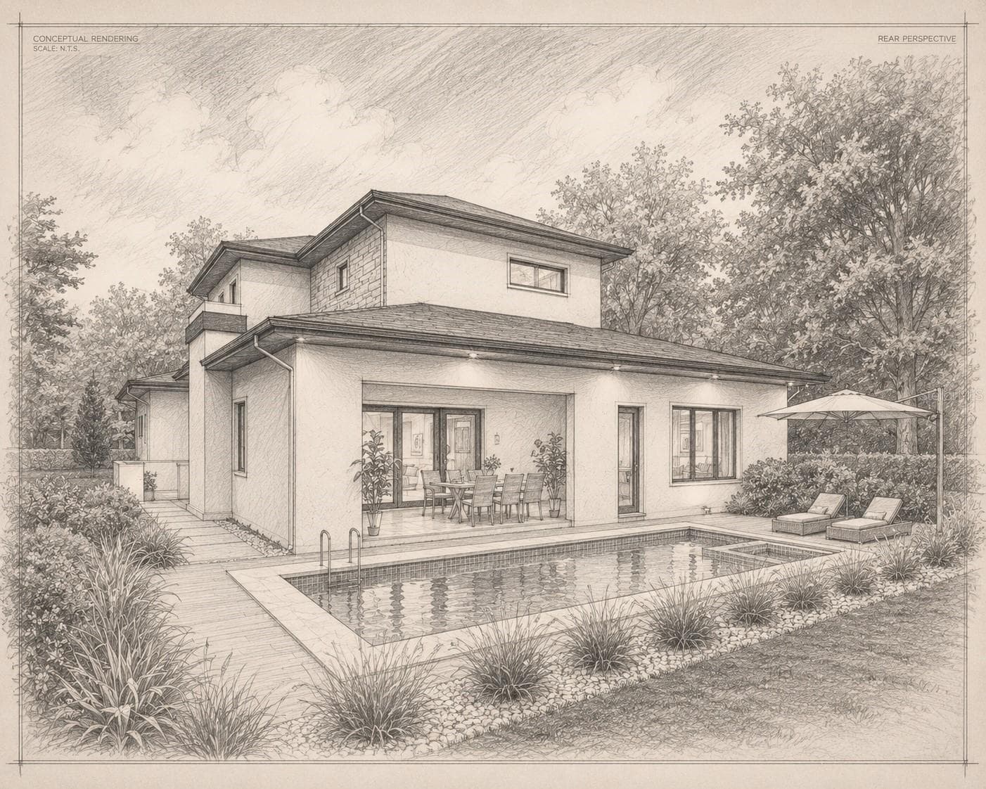 2119 Howard Dr. rear sketch - 2119 HOWARD DR, WINTER PARK