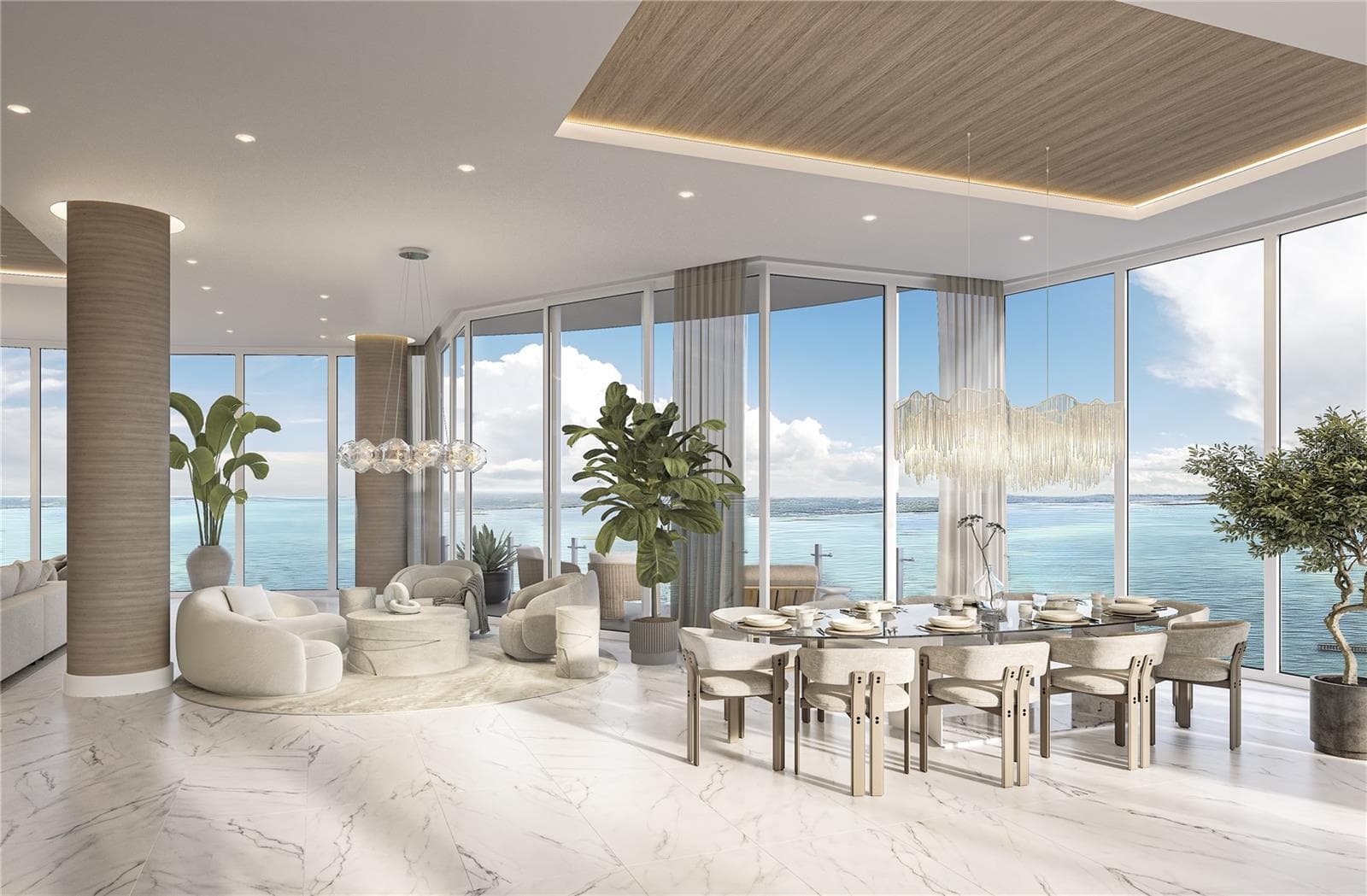Living and Dining with Panoramic Views - To Be Built - 805 S GULFVIEW BLVD #901B PENTHOUSE, CLEARWATER