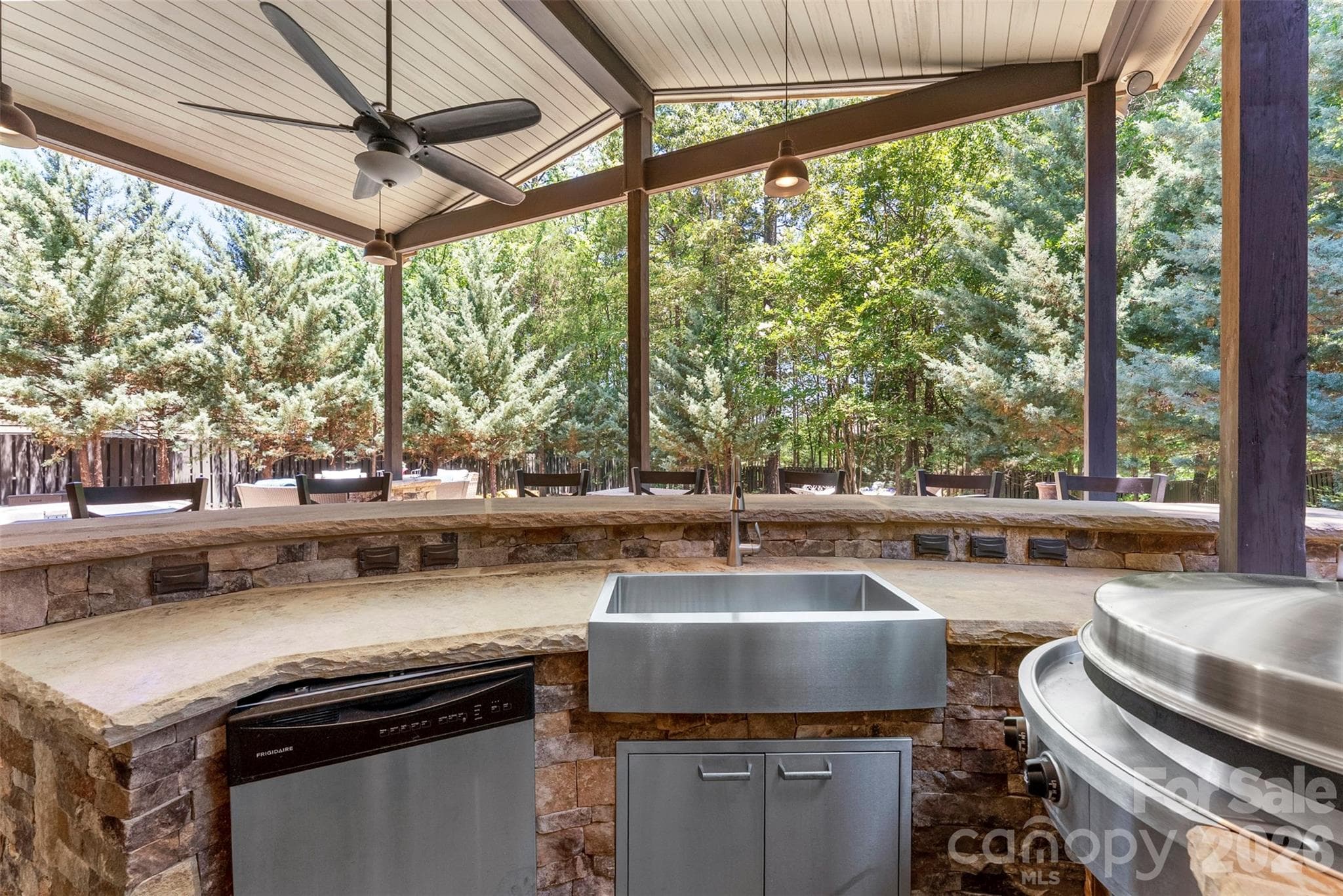 view of back yard from outdoor kitchen - York