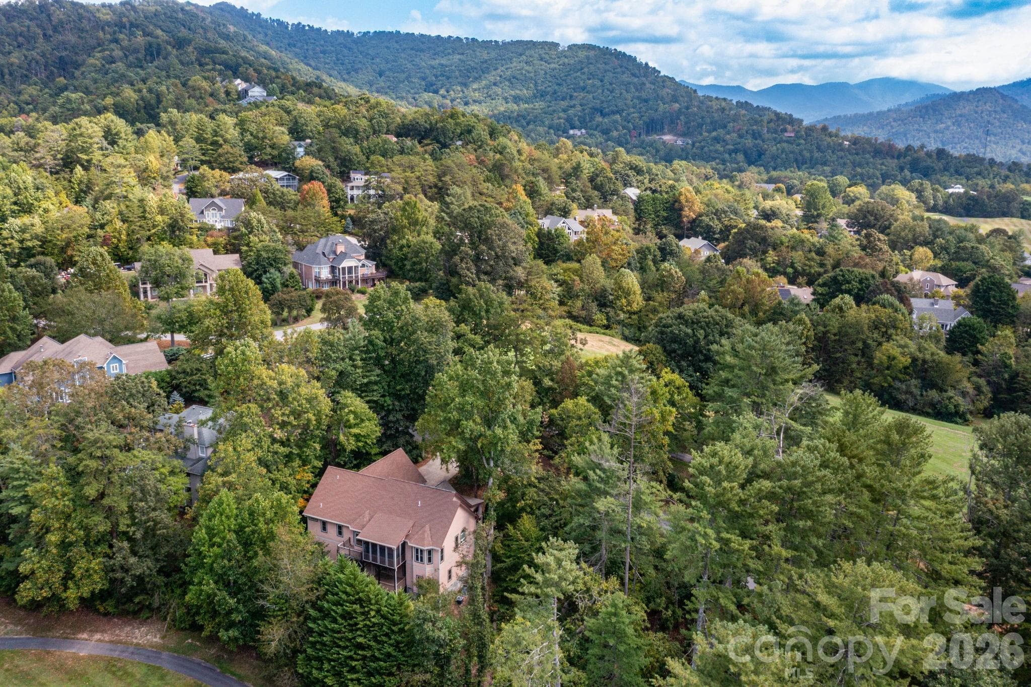 Aerial Image - back of home - 5 Meadowbrook Lane, Weaverville