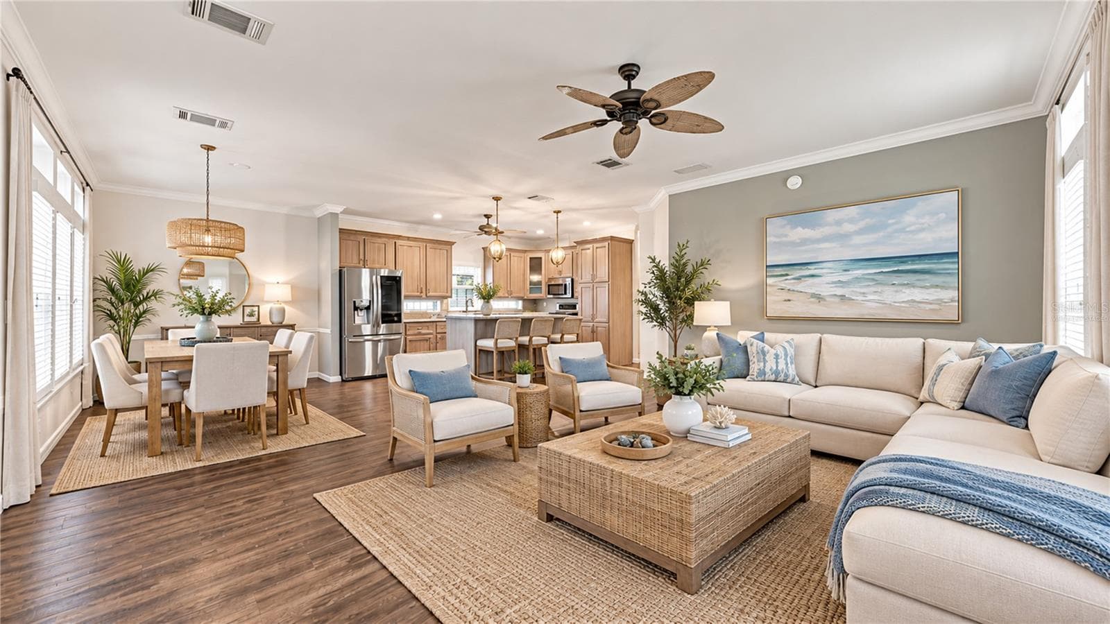 Virtually Staged living room, dining room - 10315 CORTEZ RD W #2F, BRADENTON