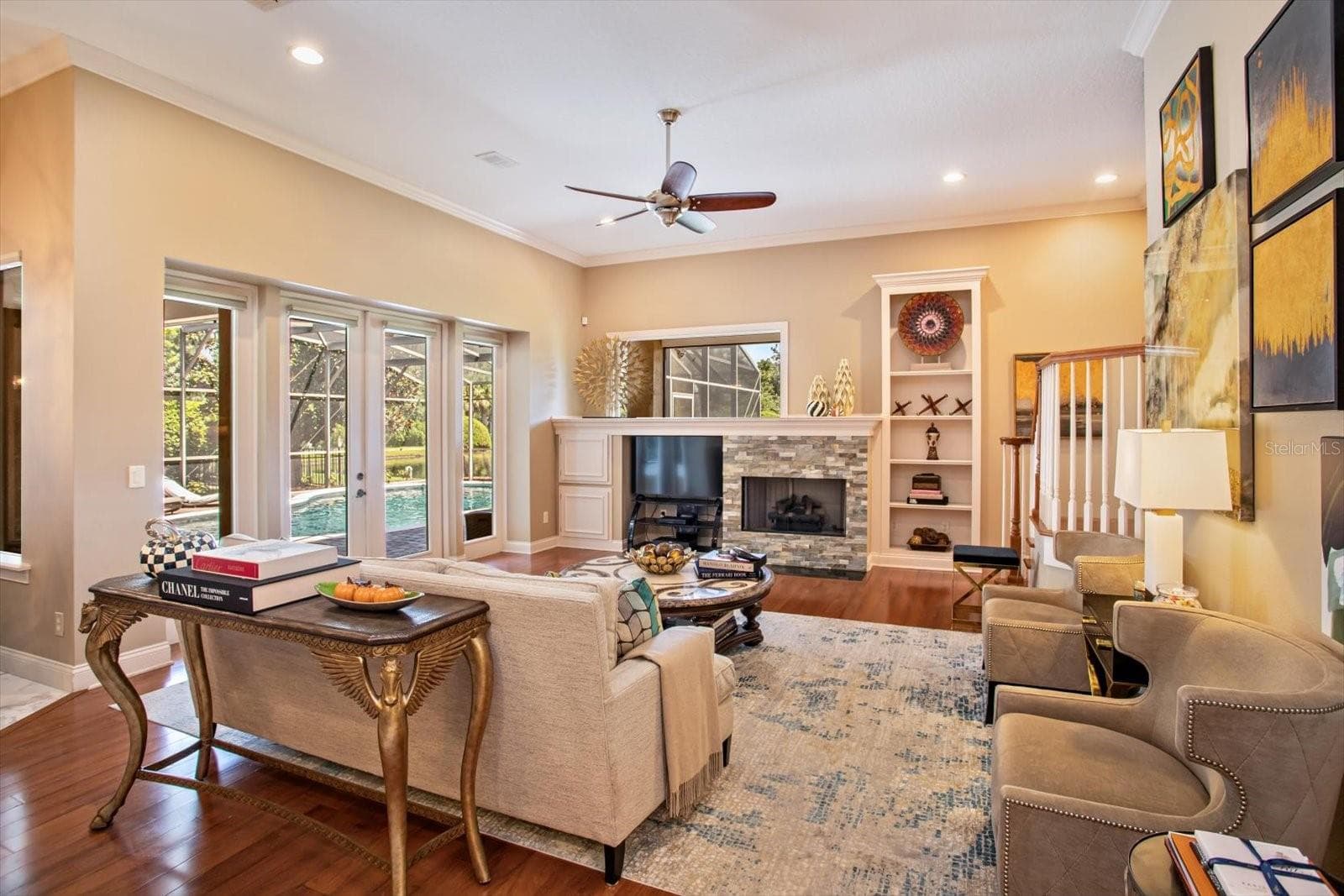 Family Room with view to Pool & Lanai - 1220 PRESTIGE PT, OVIEDO