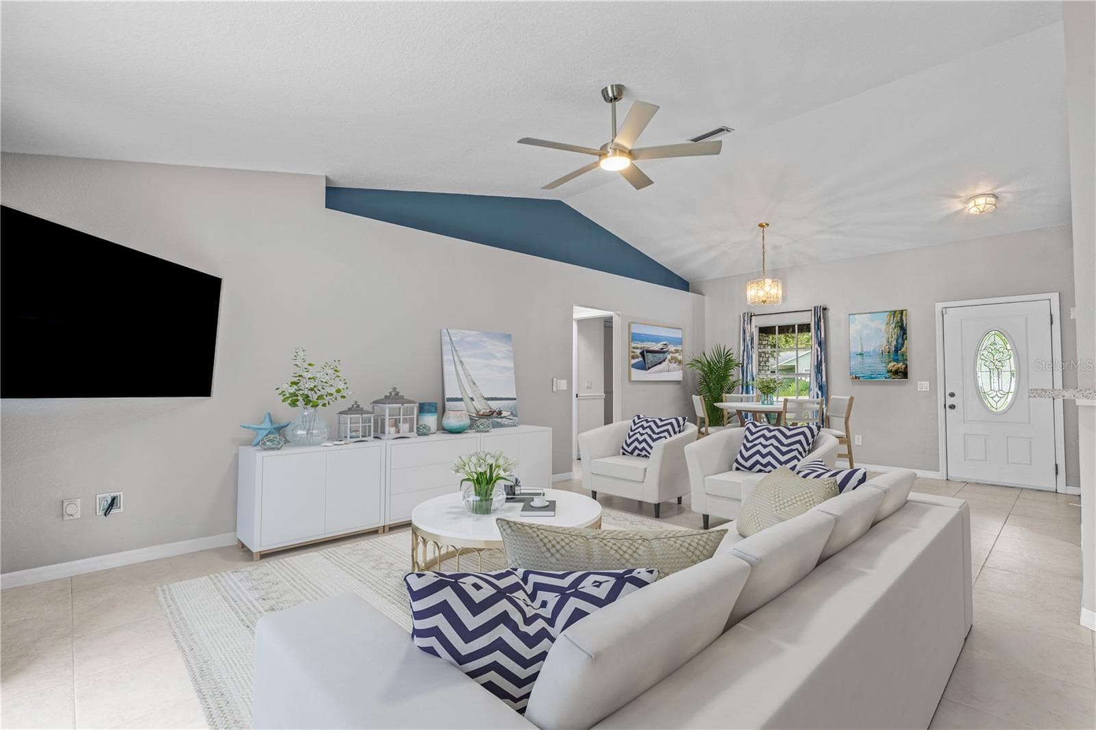 Living room Staged - 2511 GLENWOOD AVE, NEW SMYRNA BEACH