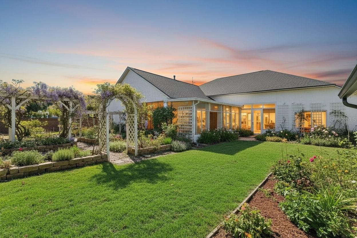 Virtually Changed to show backyard potential with existing flower beds and added landscaping. - 4325 FARRELL LN, ORLANDO