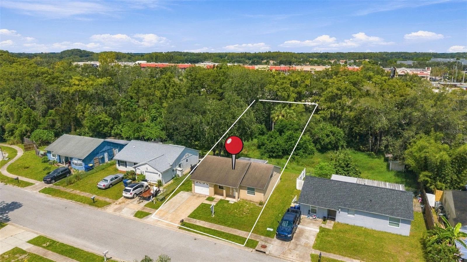 Aerial View of Property & Lot - 7303 RIVERBANK DR, NEW PORT RICHEY