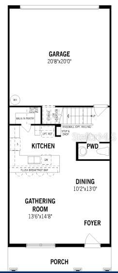 Aurora Floorplan First Floor - 2880 CAMELLIA FLOWER ST, APOPKA